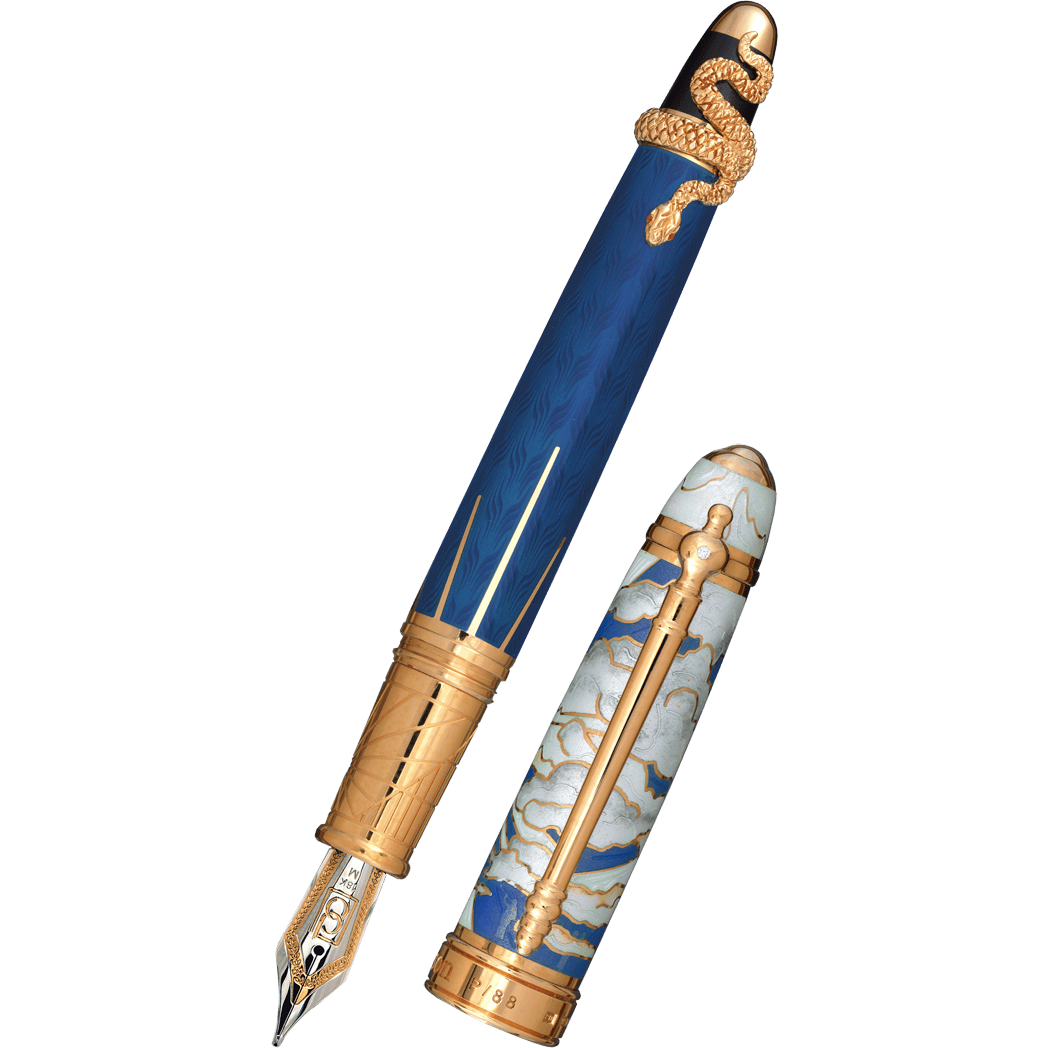 David Oscarson Deus Regit Fountain Pen - Blue - Gold Trim - Pen Boutique Ltd