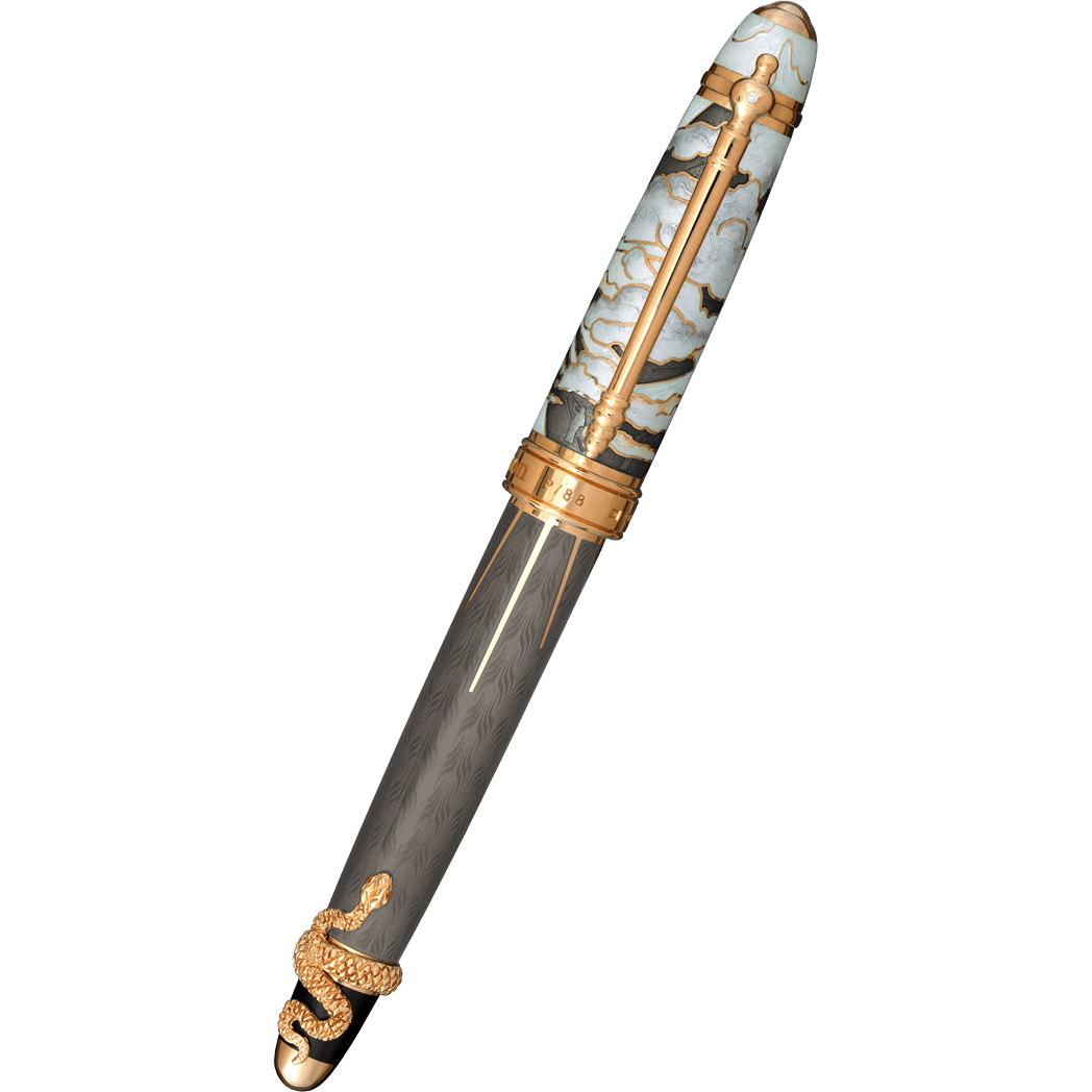 David Oscarson Deus Regit Fountain Pen - Gray - Gold Trim - Pen Boutique Ltd