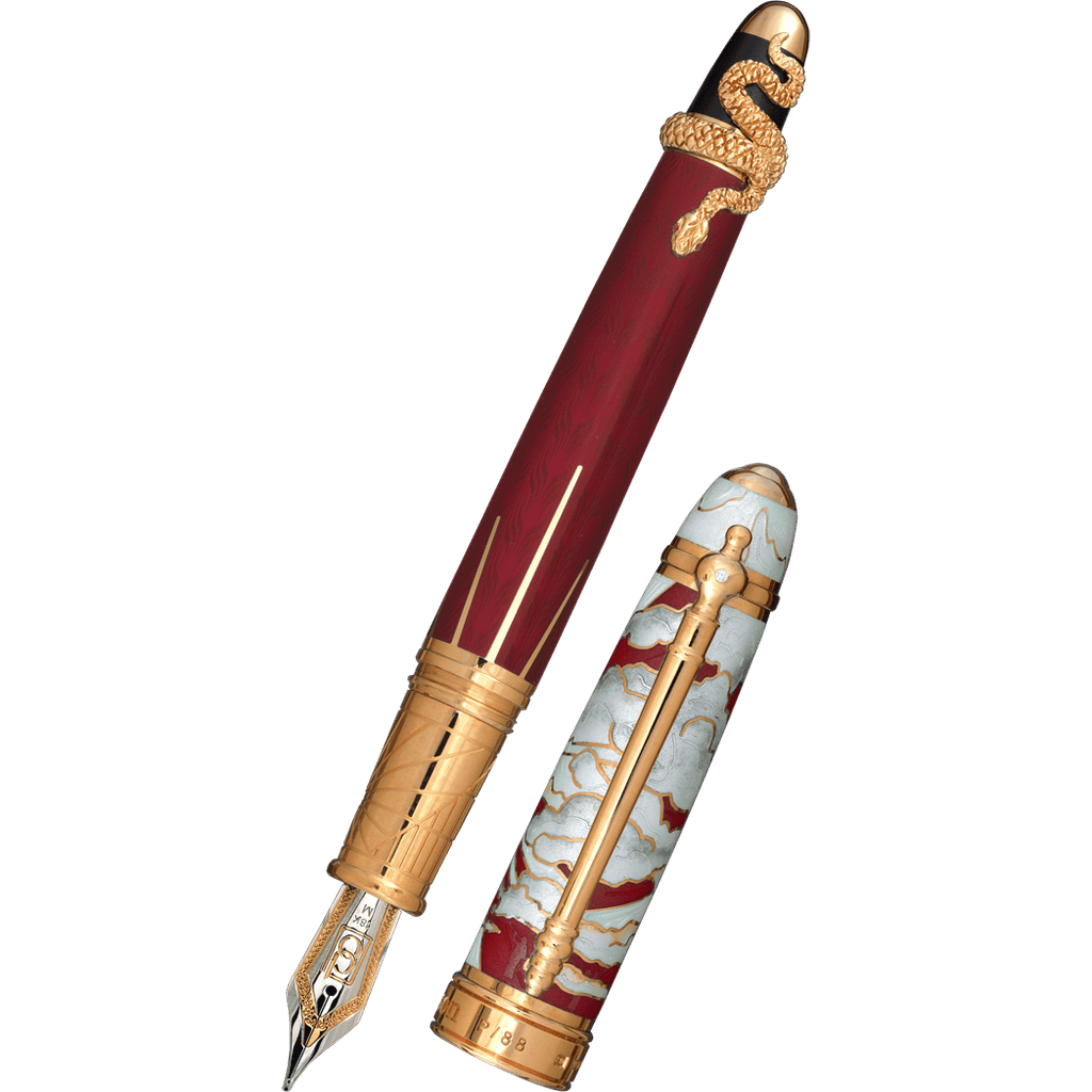 David Oscarson Deus Regit Fountain Pen - Red - Gold Trim - Pen Boutique Ltd