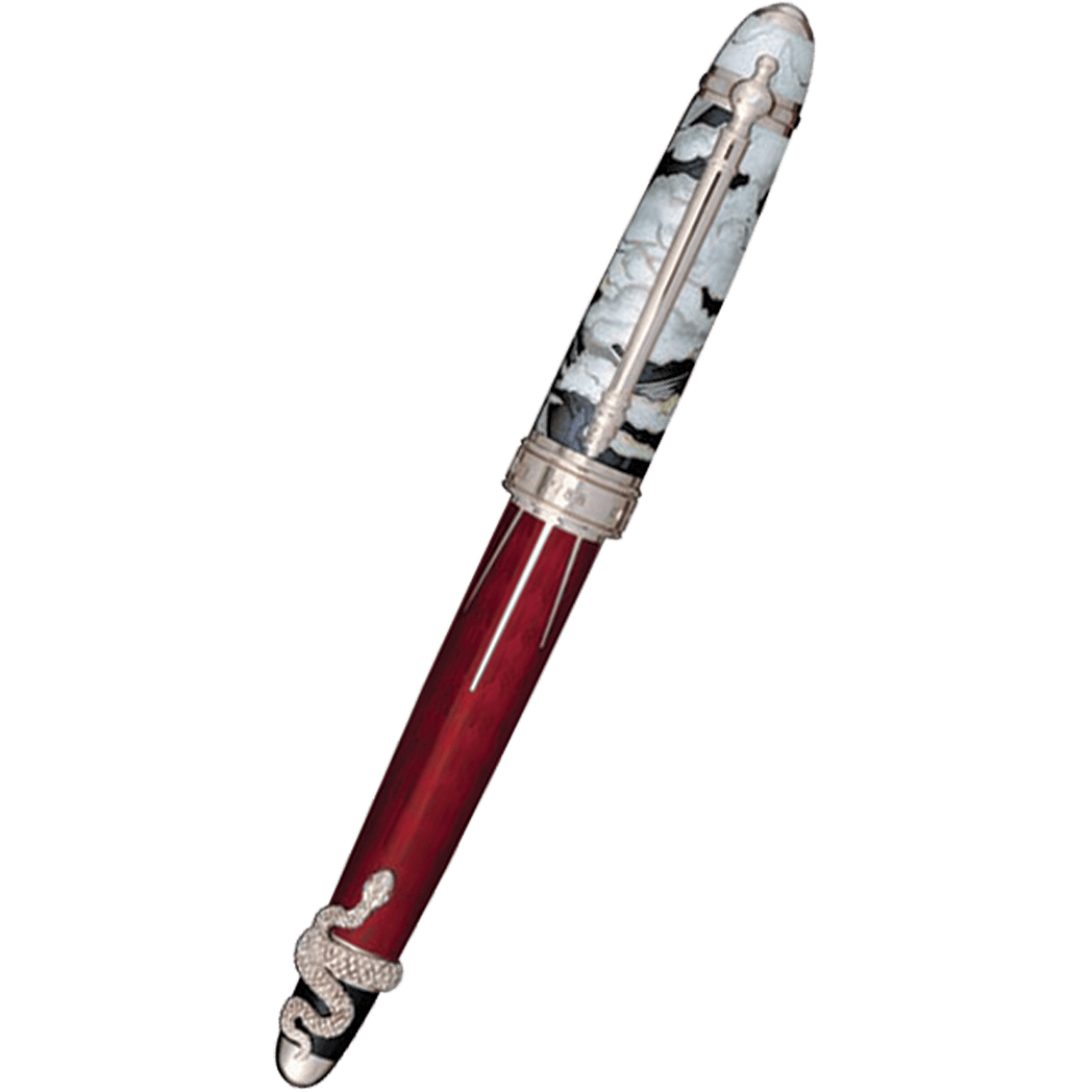 David Oscarson Deus Regit Rollerball Pen - Red - Silver Trim - Pen Boutique Ltd