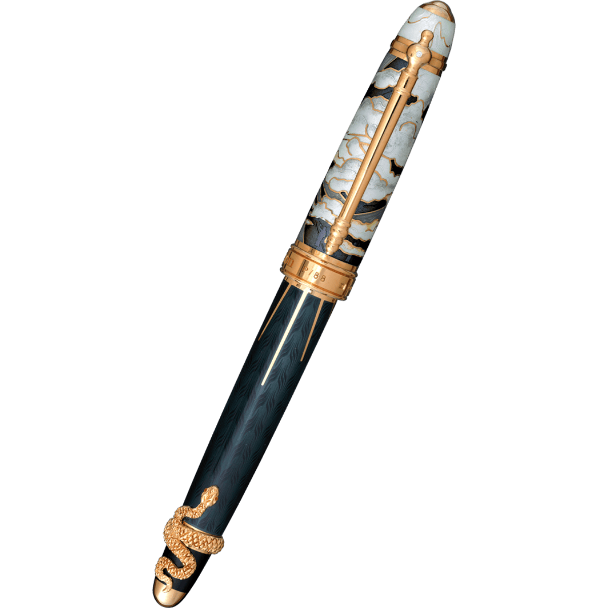 David Oscarson Deus Regit Rollerball Pen - Moss Black - Gold Trim - Pen Boutique Ltd