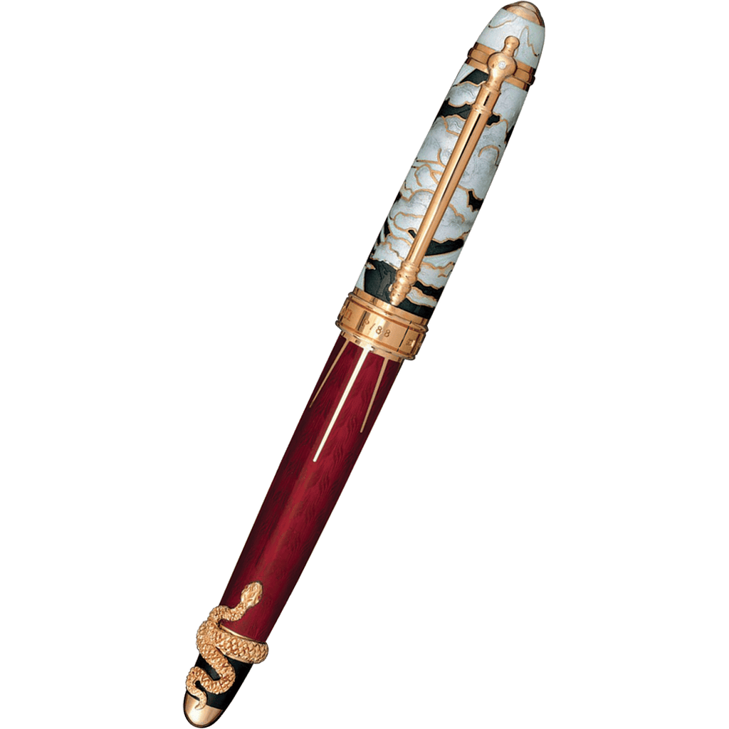 David Oscarson Deus Regit Rollerball Pen - Red - Gold Trim - Pen Boutique Ltd