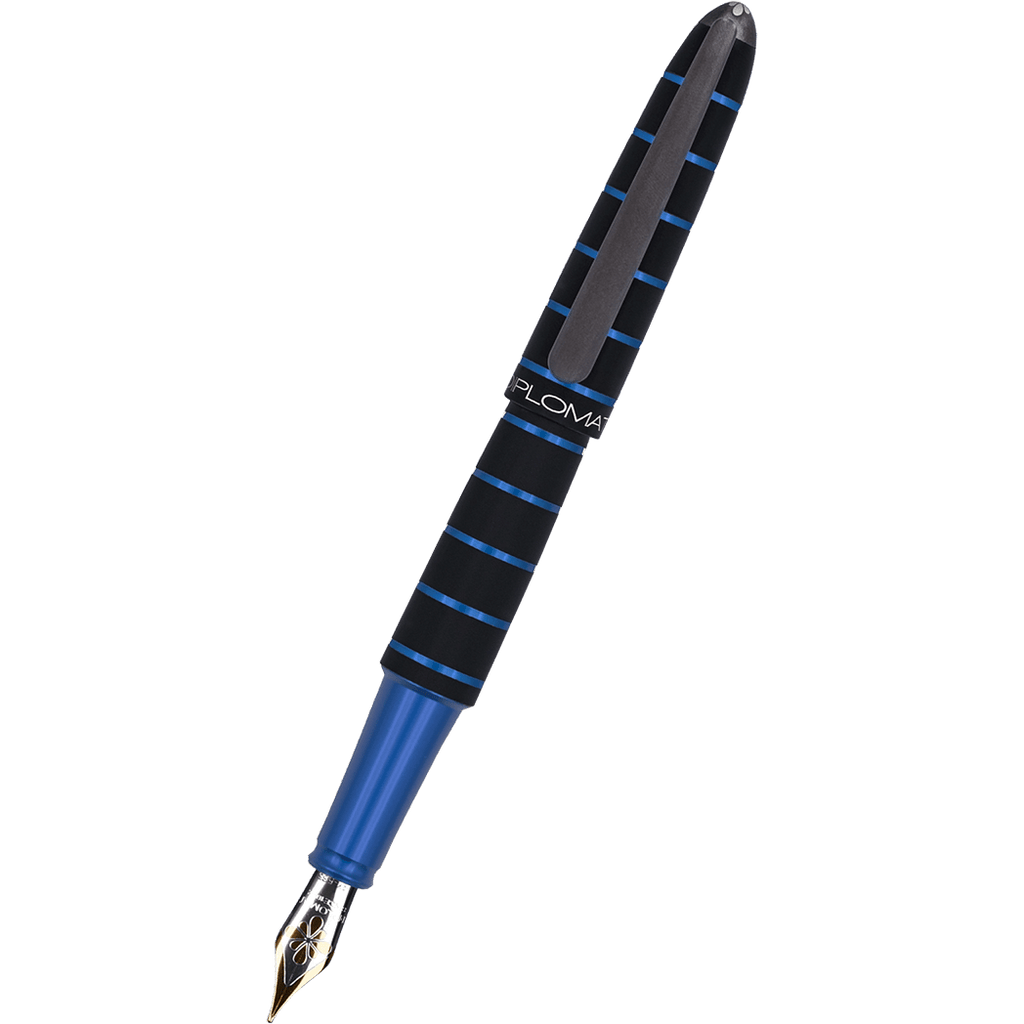 Diplomat Elox Ring Fountain Pen - Blue - 14K Gold Nib - Pen Boutique Ltd