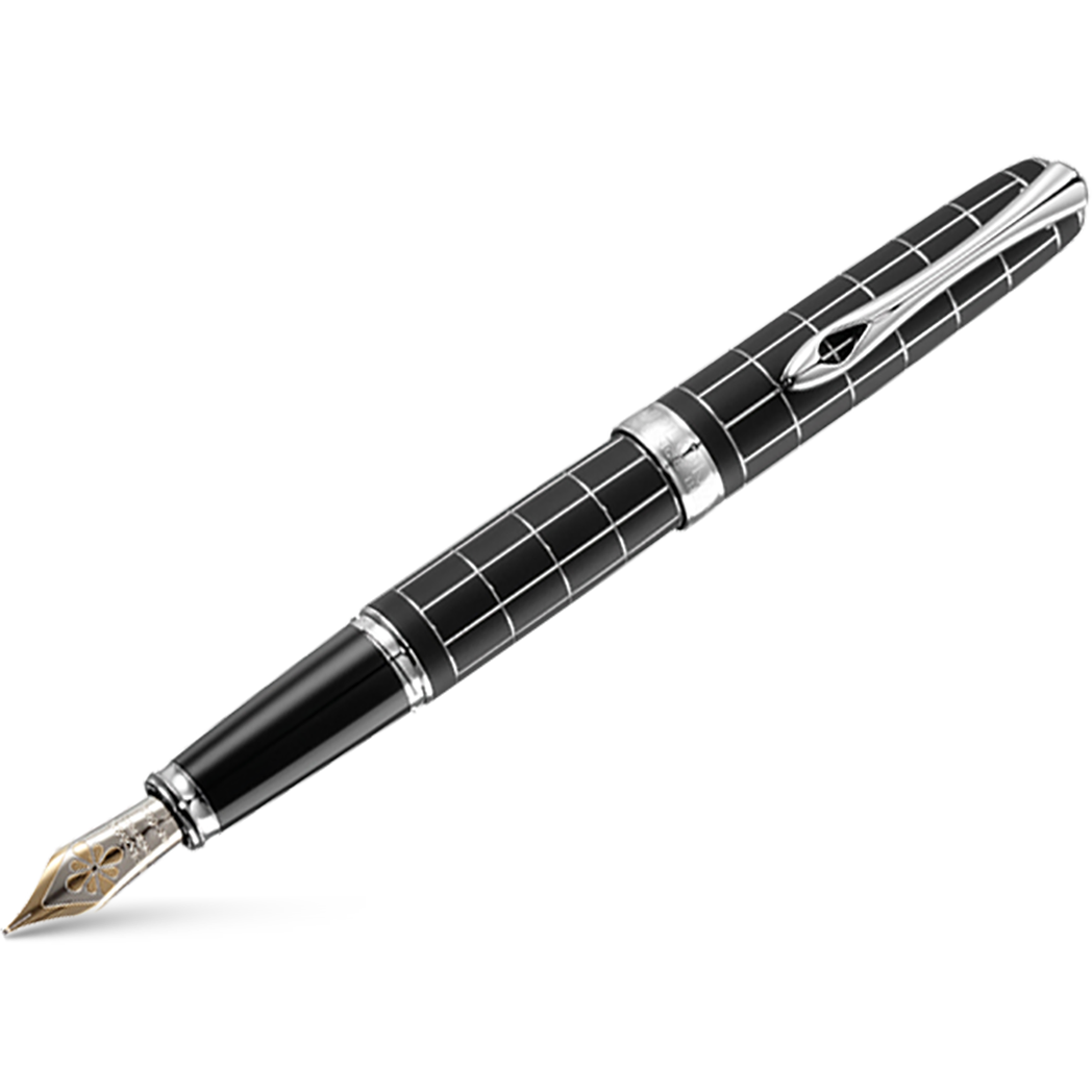 Diplomat Excellence A Plus 14K Fountain Pen - Rhomb Guilloche Lapis Black-Pen Boutique Ltd