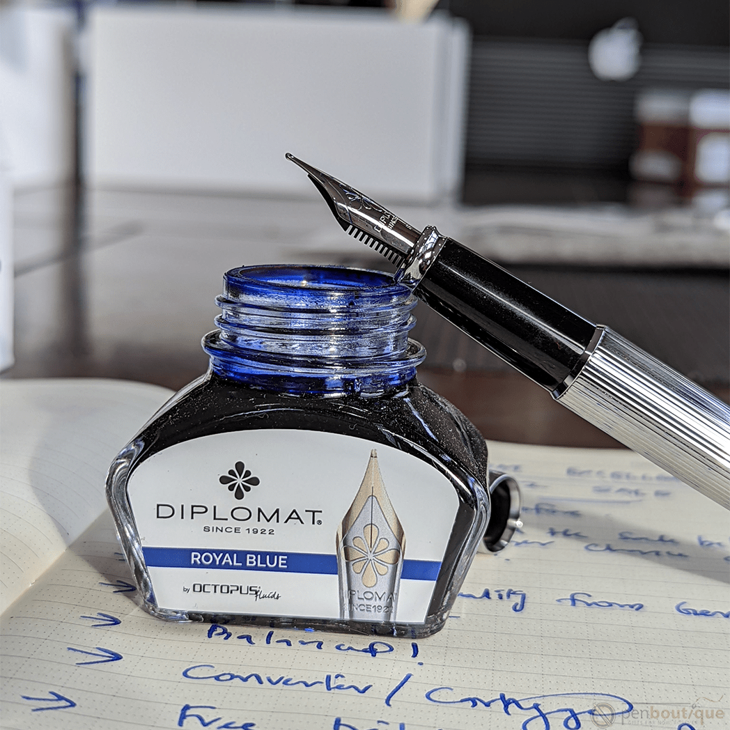 Diplomat Excellence A2 Fountain Pen - Guilloche Chrome - Pen Boutique Ltd