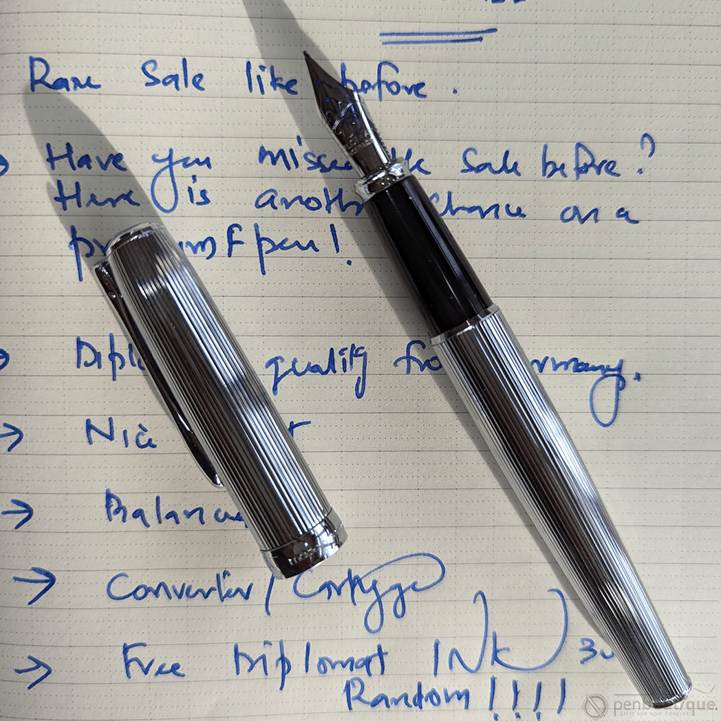 Diplomat Excellence A2 Fountain Pen - Guilloche Chrome - Pen Boutique Ltd
