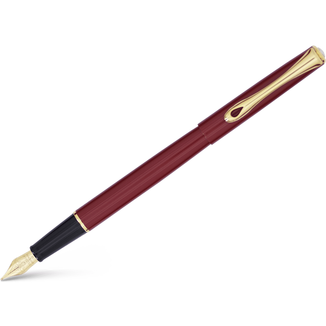 Diplomat Traveller Fountain Pen - Dark Red - Gold - Pen Boutique Ltd