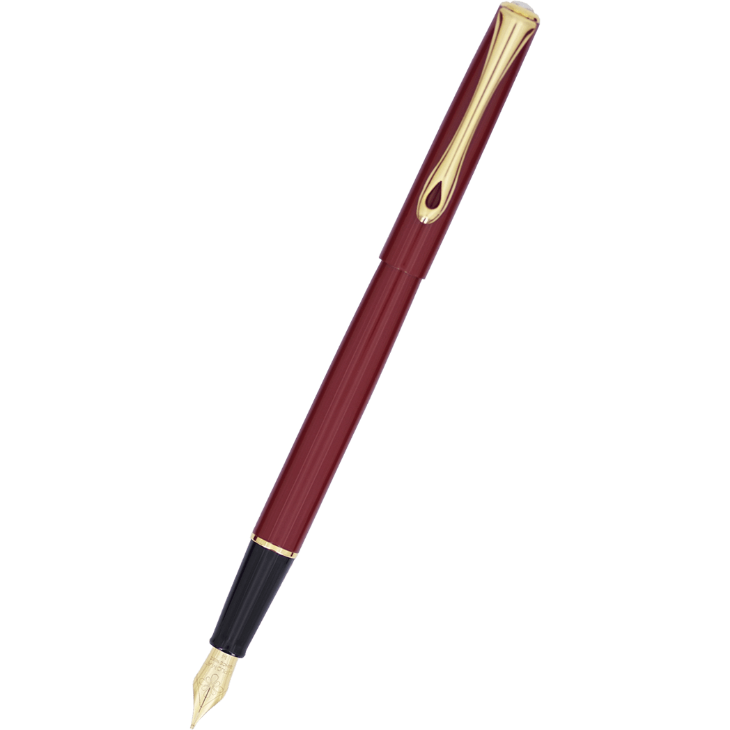 Diplomat Traveller Fountain Pen - Dark Red - Gold - Pen Boutique Ltd