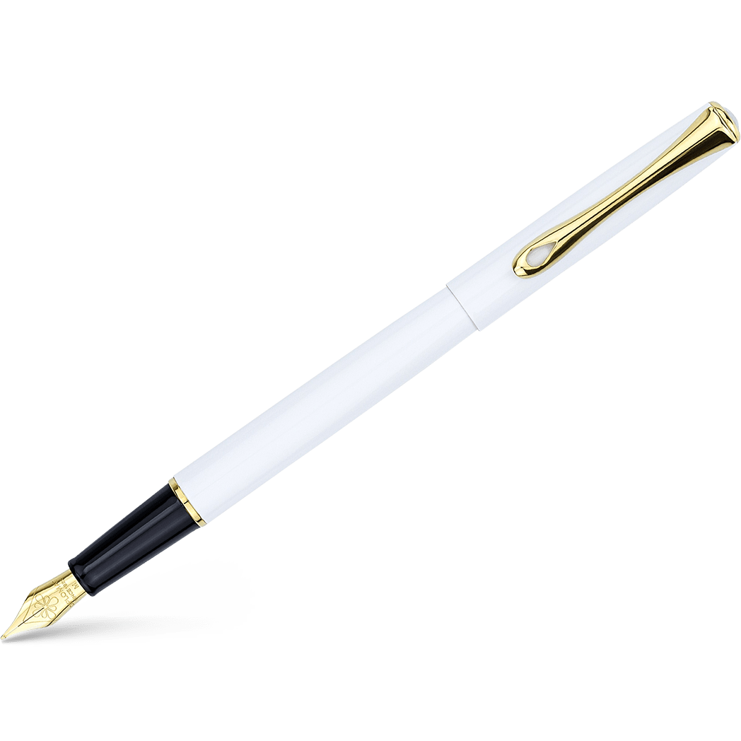 Diplomat Traveller Fountain Pen - Snowwhite - Gold Trim - Pen Boutique Ltd