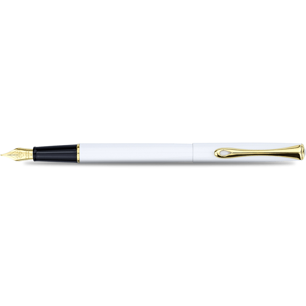 Diplomat Traveller Fountain Pen - Snowwhite - Gold Trim - Pen Boutique Ltd