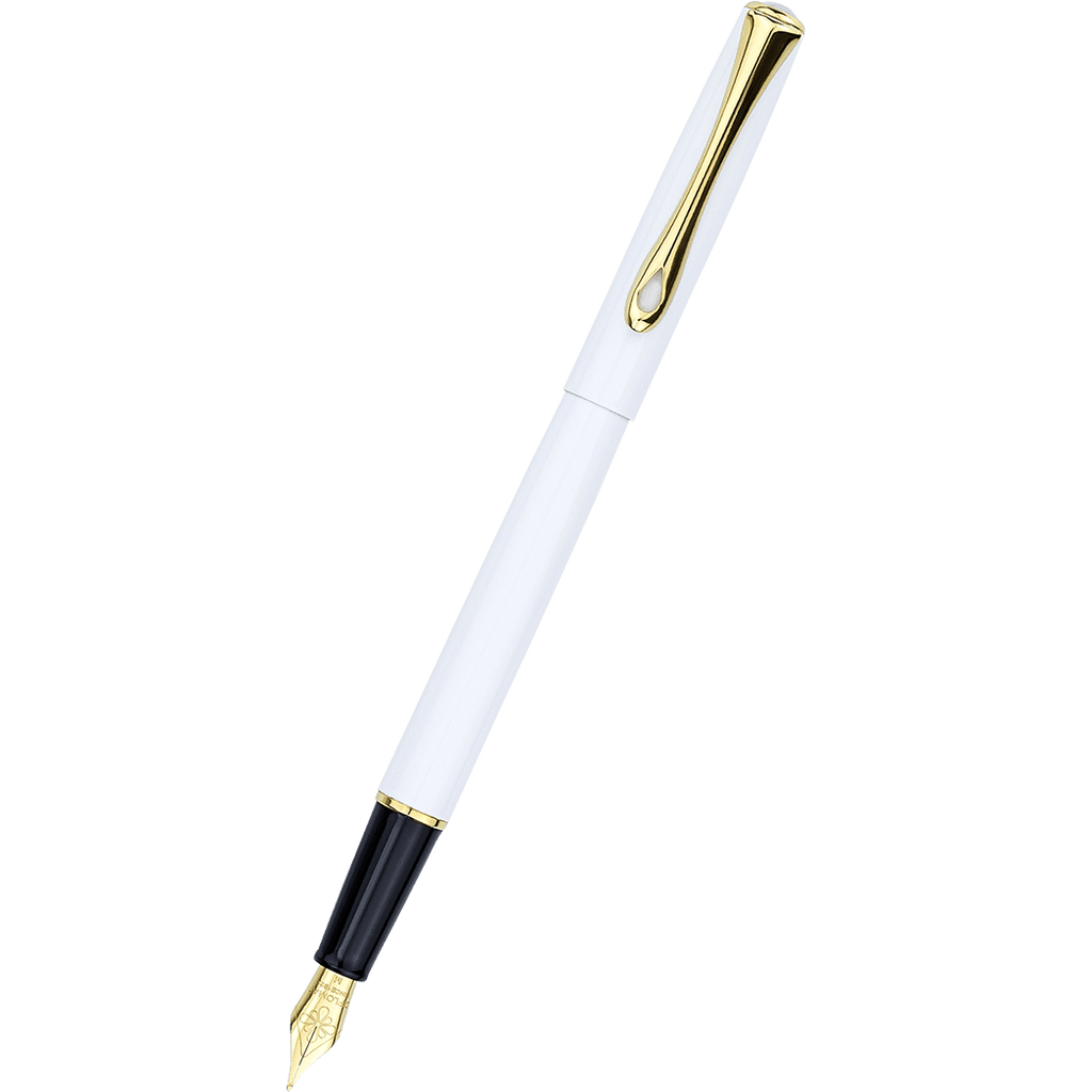 Diplomat Traveller Fountain Pen - Snowwhite - Gold Trim - Pen Boutique Ltd