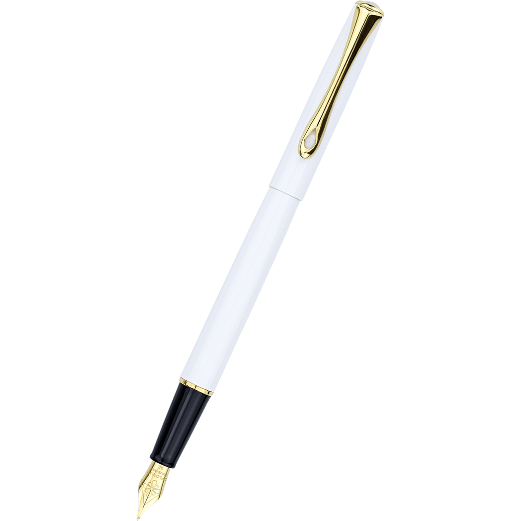 Diplomat Traveller Fountain Pen - Snowwhite - Gold Trim - Pen Boutique Ltd