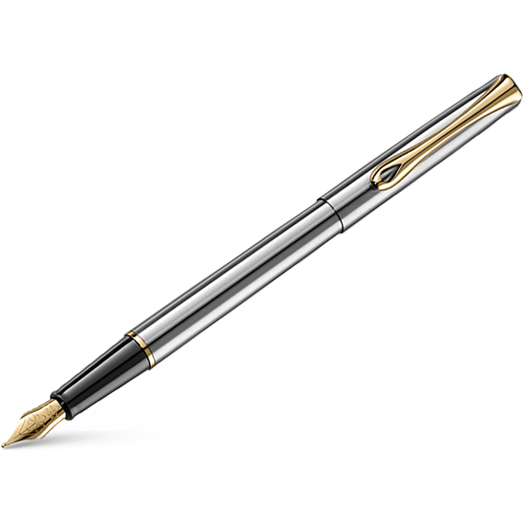 Diplomat Traveller Fountain Pen - Stainless Steel Gold - Pen Boutique Ltd
