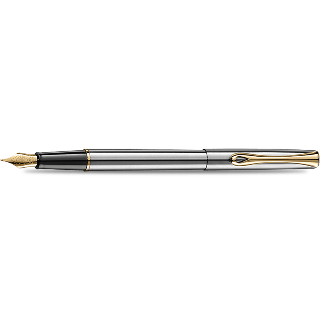 Diplomat Traveller Fountain Pen - Stainless Steel Gold - Pen Boutique Ltd