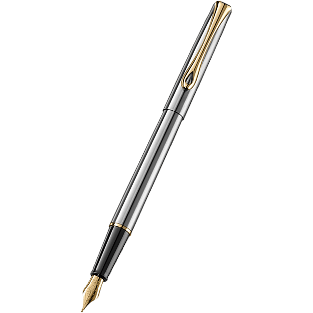 Diplomat Traveller Fountain Pen - Stainless Steel Gold - Pen Boutique Ltd
