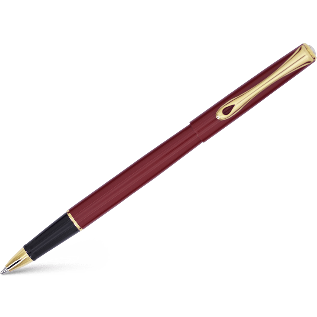 Diplomat Traveller Rollerball Pen - Dark Red - Gold - Pen Boutique Ltd