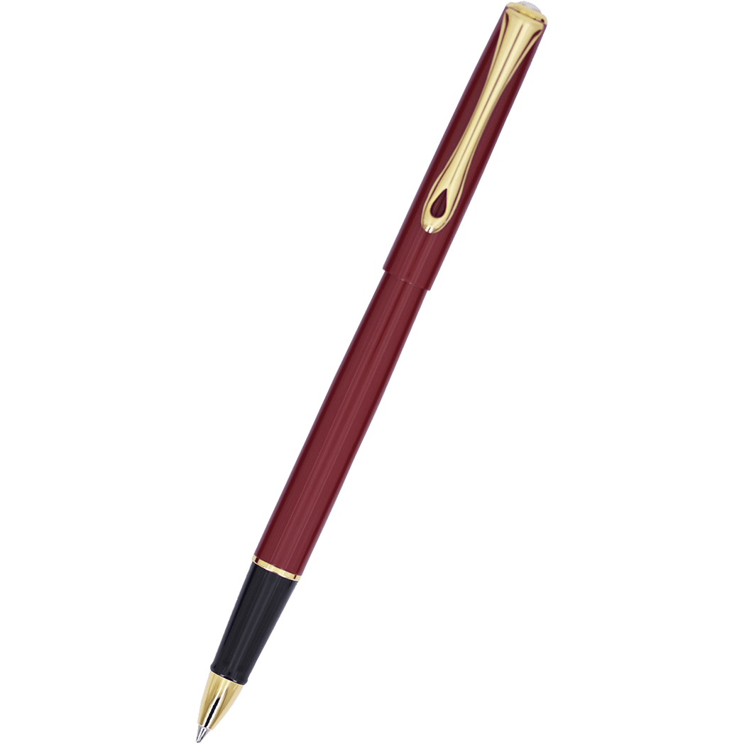 Diplomat Traveller Rollerball Pen - Dark Red - Gold - Pen Boutique Ltd