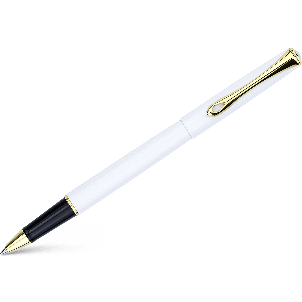 Diplomat Traveller Rollerball Pen - Snowwhite - Gold Trim - Pen Boutique Ltd