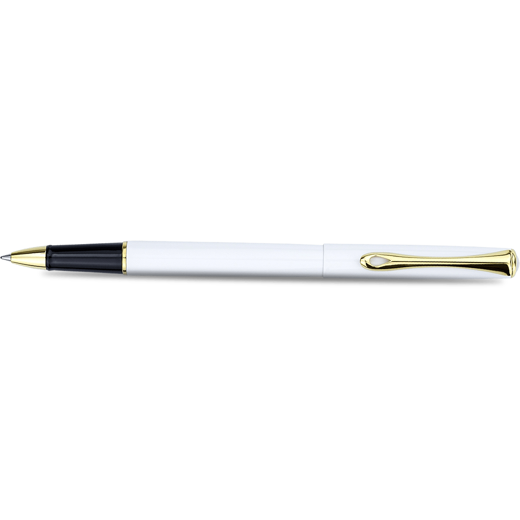 Diplomat Traveller Rollerball Pen - Snowwhite - Gold Trim - Pen Boutique Ltd