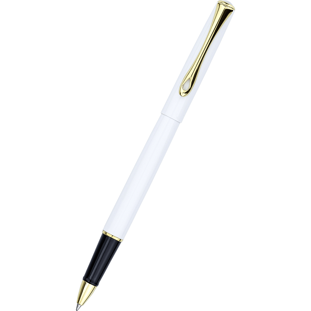 Diplomat Traveller Rollerball Pen - Snowwhite - Gold Trim - Pen Boutique Ltd