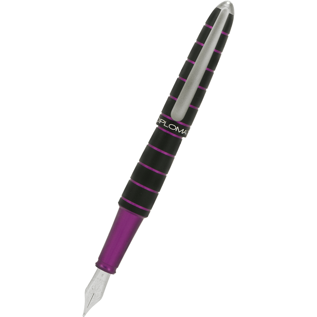 Diplomat Elox Ring Fountain Pen - Purple - Stainless Steel Nib - Pen Boutique Ltd