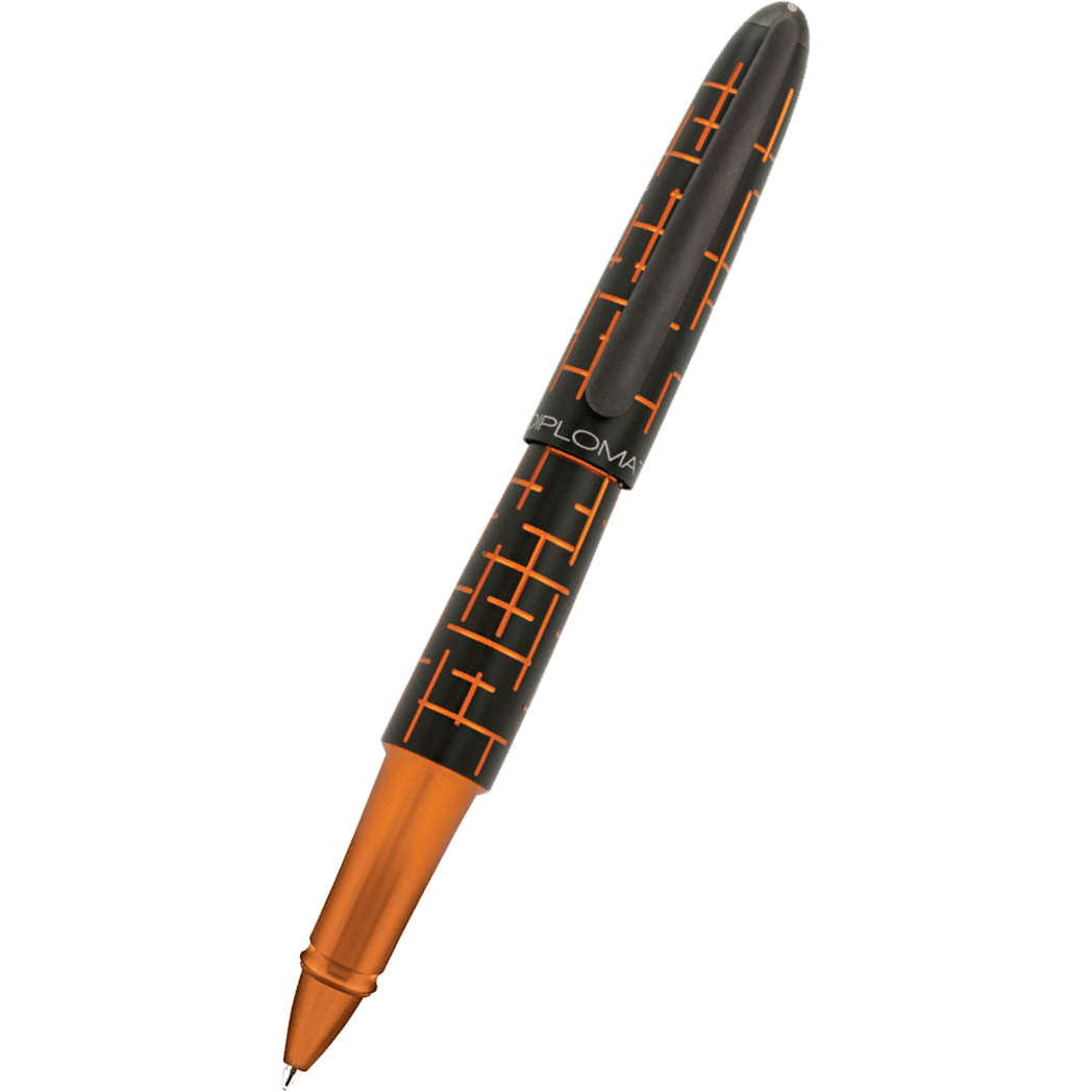 Diplomat Elox Rollerball Pen - Matrix Black Orange - Pen Boutique Ltd