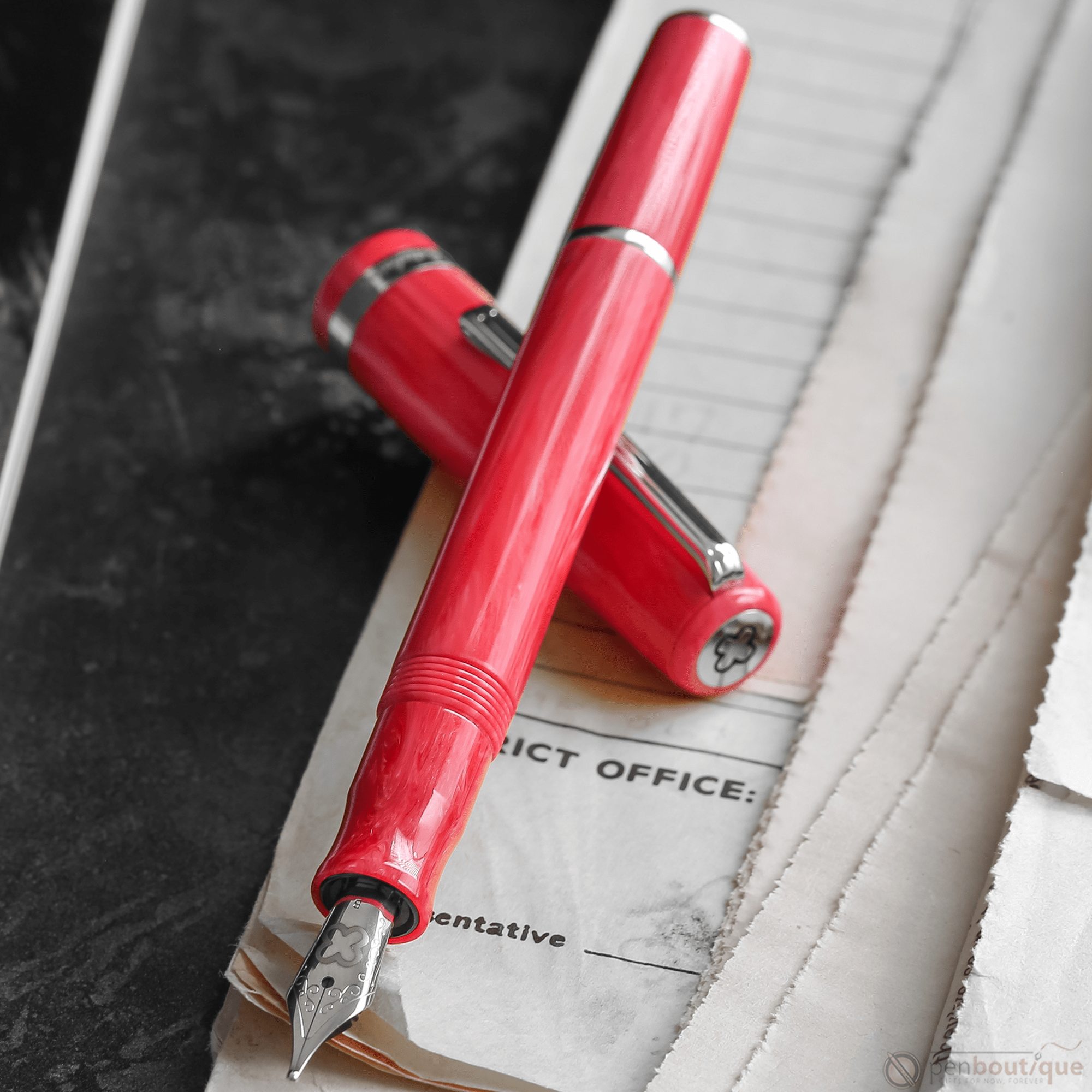 Esterbrook JR Fountain Pen - Carmine Red - Palladium Trim - Pocket - Pen Boutique Ltd