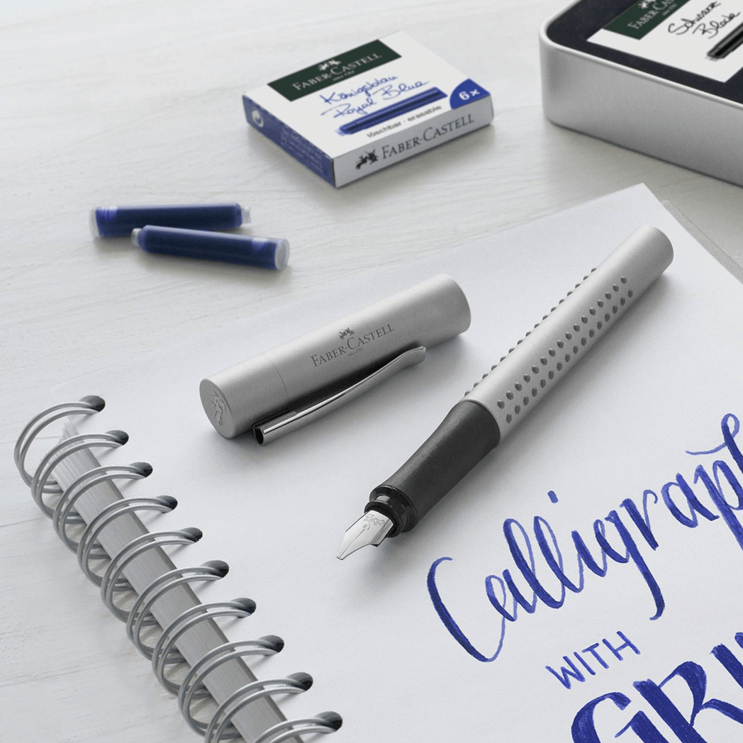 Faber-Castell Grip 2011 Calligraphy Gift Tin - Silver - Pen Boutique Ltd