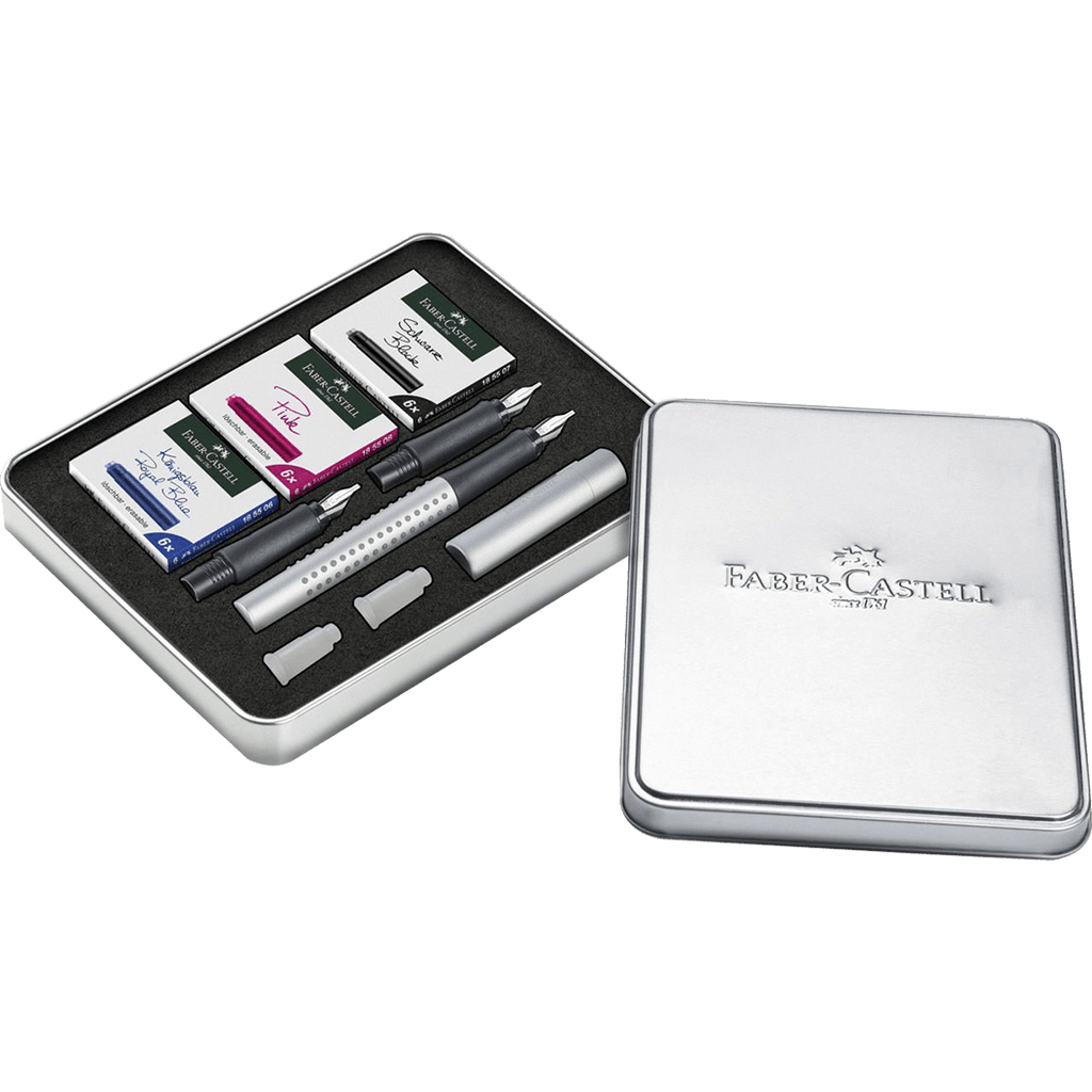 Faber-Castell Grip 2011 Calligraphy Gift Tin - Silver - Pen Boutique Ltd
