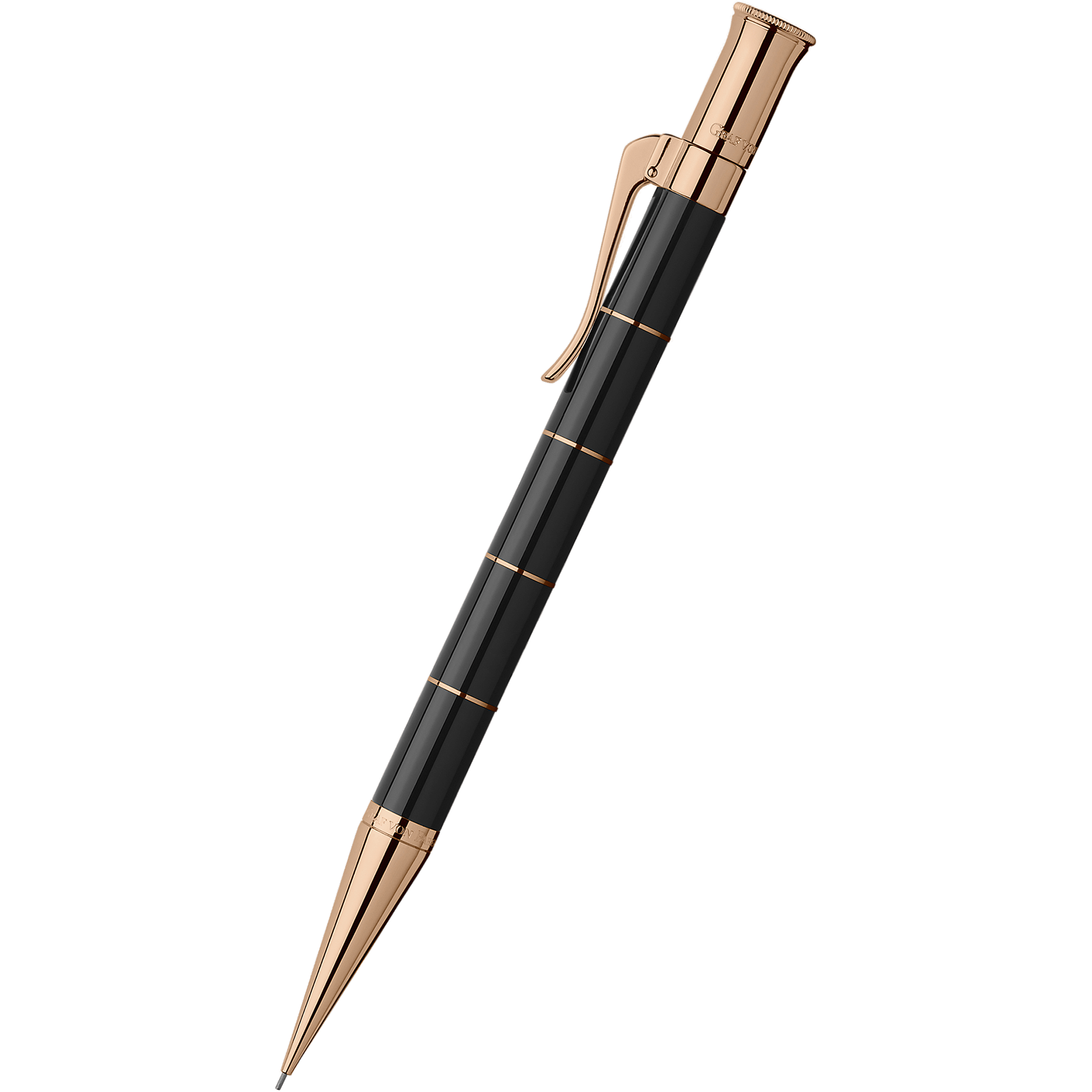 Graf von Faber-Castell Classic Anello Mechanical Pencil - Black with Rose Gold Trim - Pen Boutique Ltd