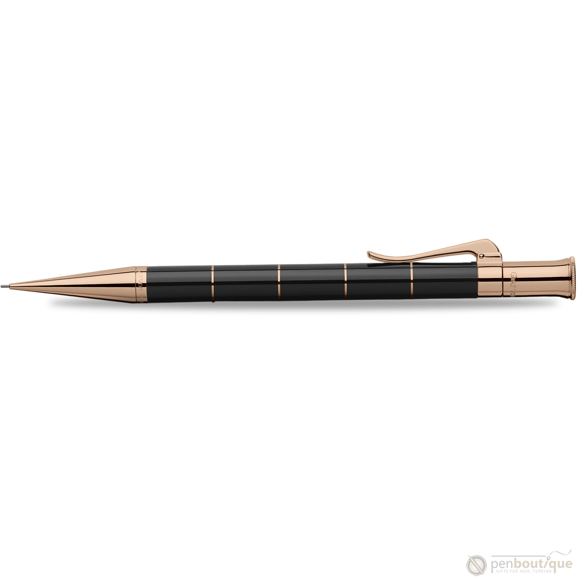 Graf von Faber-Castell Classic Anello Mechanical Pencil - Black with Rose Gold Trim - Pen Boutique Ltd