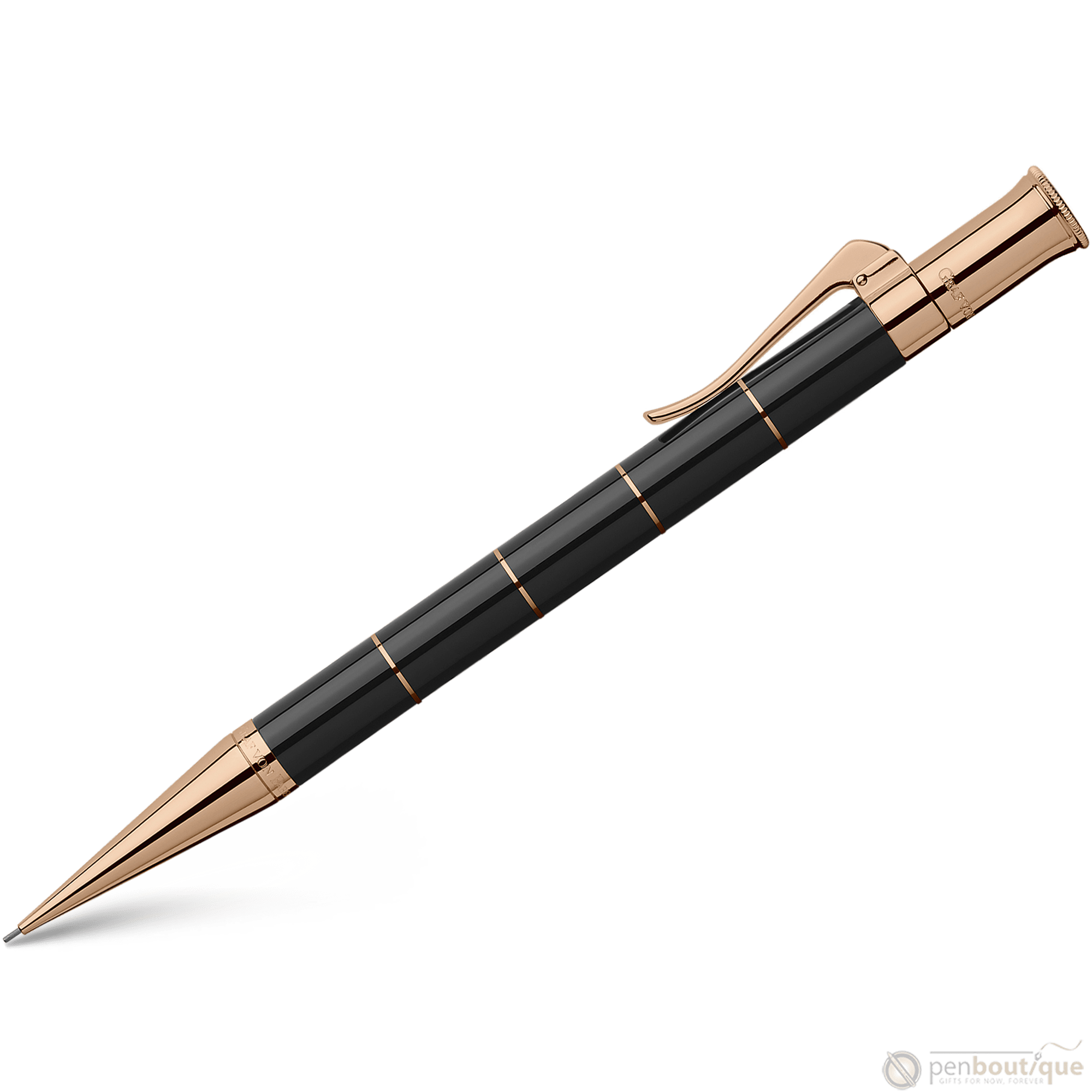 Graf von Faber-Castell Classic Anello Mechanical Pencil - Black with Rose Gold Trim - Pen Boutique Ltd
