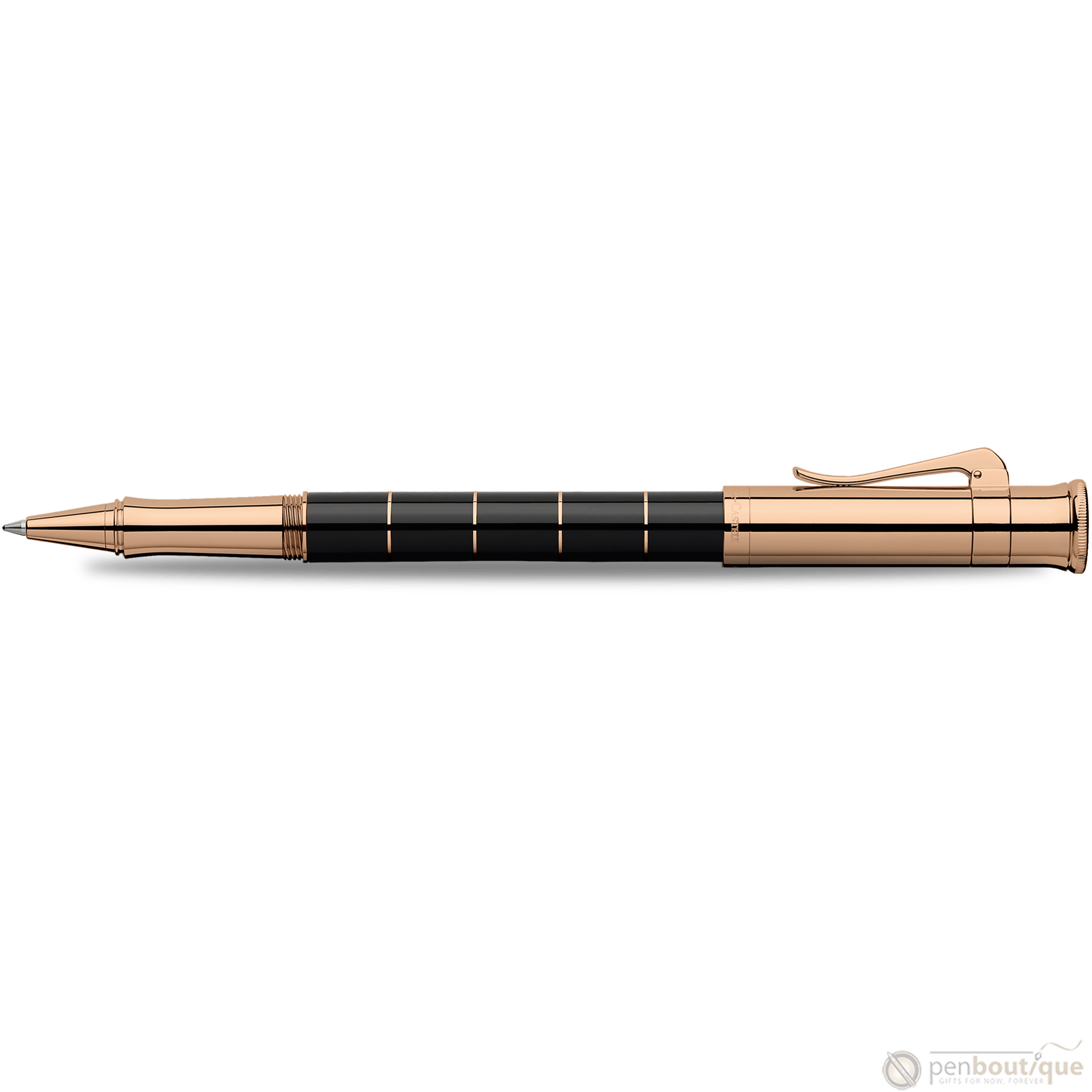 Graf von Faber-Castell Classic Anello Rollerball Pen - Black with Rose Gold Trim - Pen Boutique Ltd
