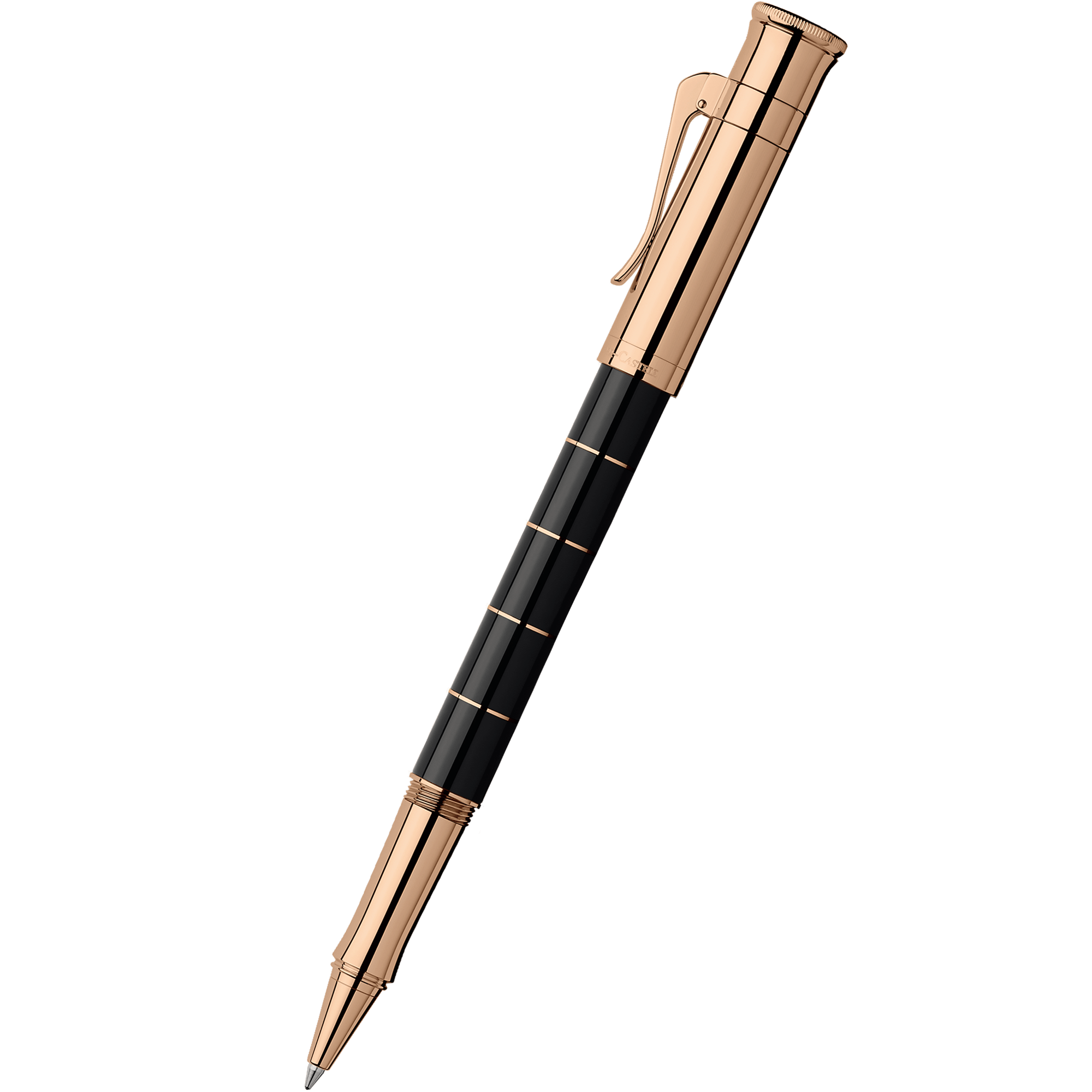 Graf von Faber-Castell Classic Anello Rollerball Pen - Black with Rose Gold Trim - Pen Boutique Ltd
