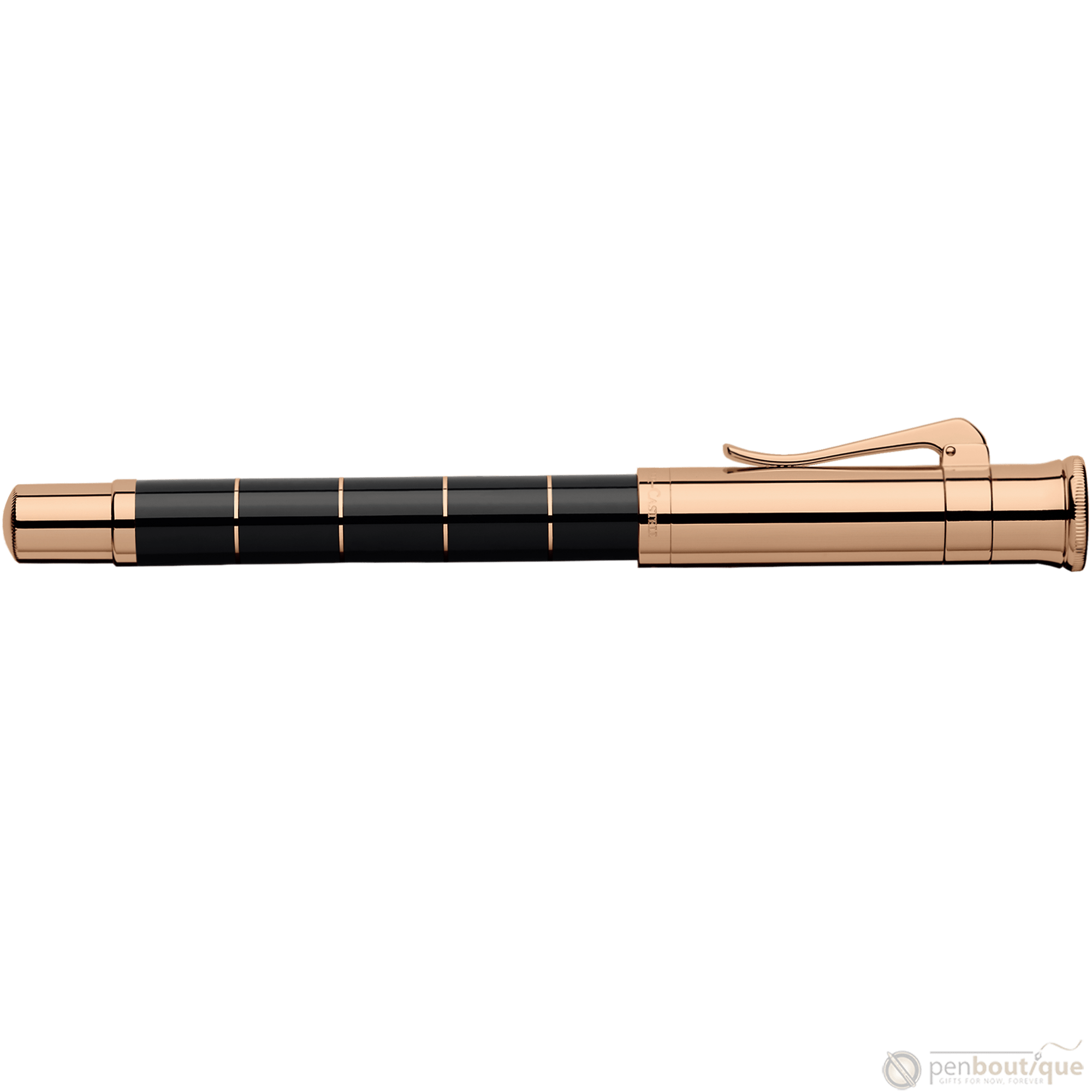 Graf von Faber-Castell Classic Anello Rollerball Pen - Black with Rose Gold Trim - Pen Boutique Ltd