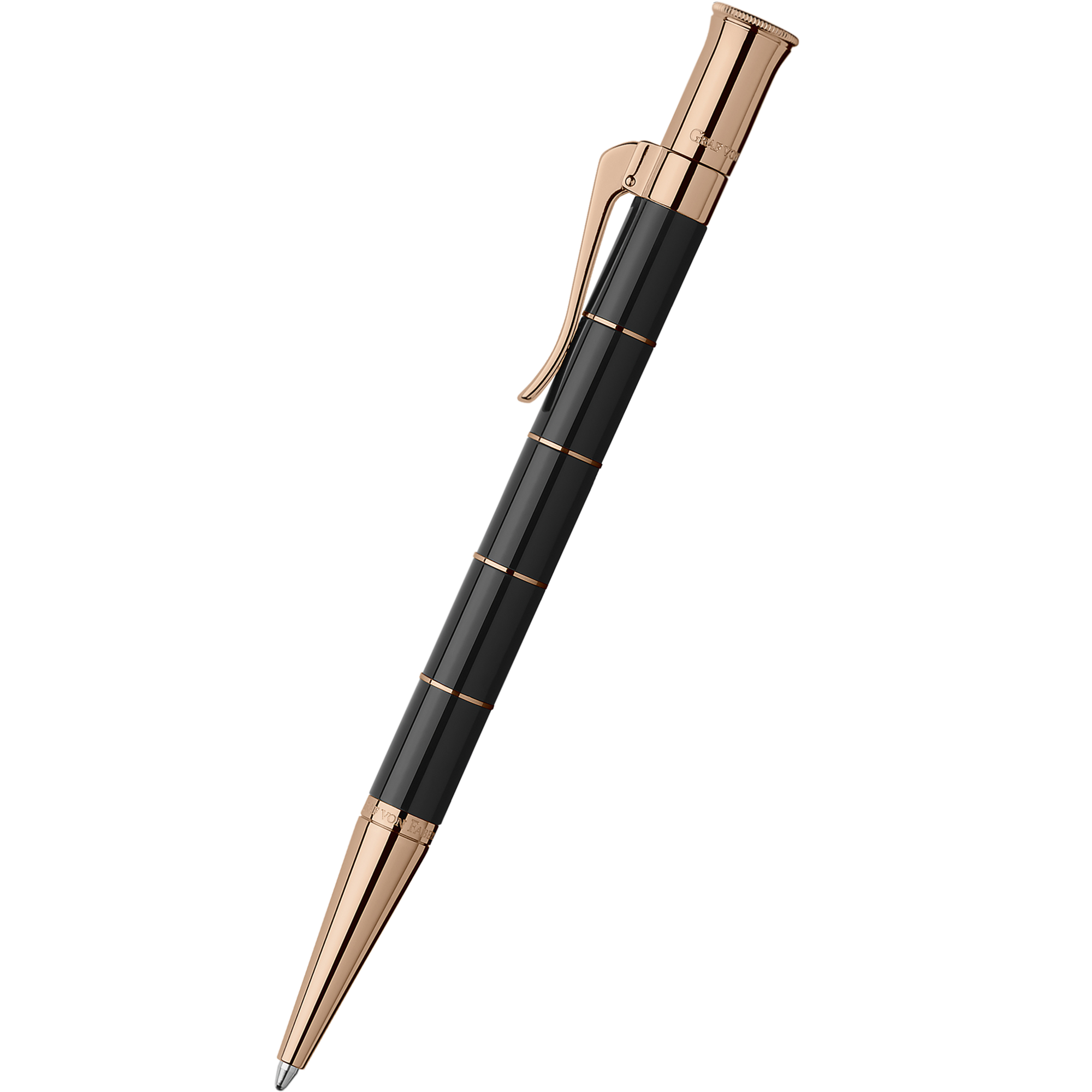 Graf von Faber-Castell Classic Anello Ballpoint Pen - Black with Rose Gold Trim-Pen Boutique Ltd