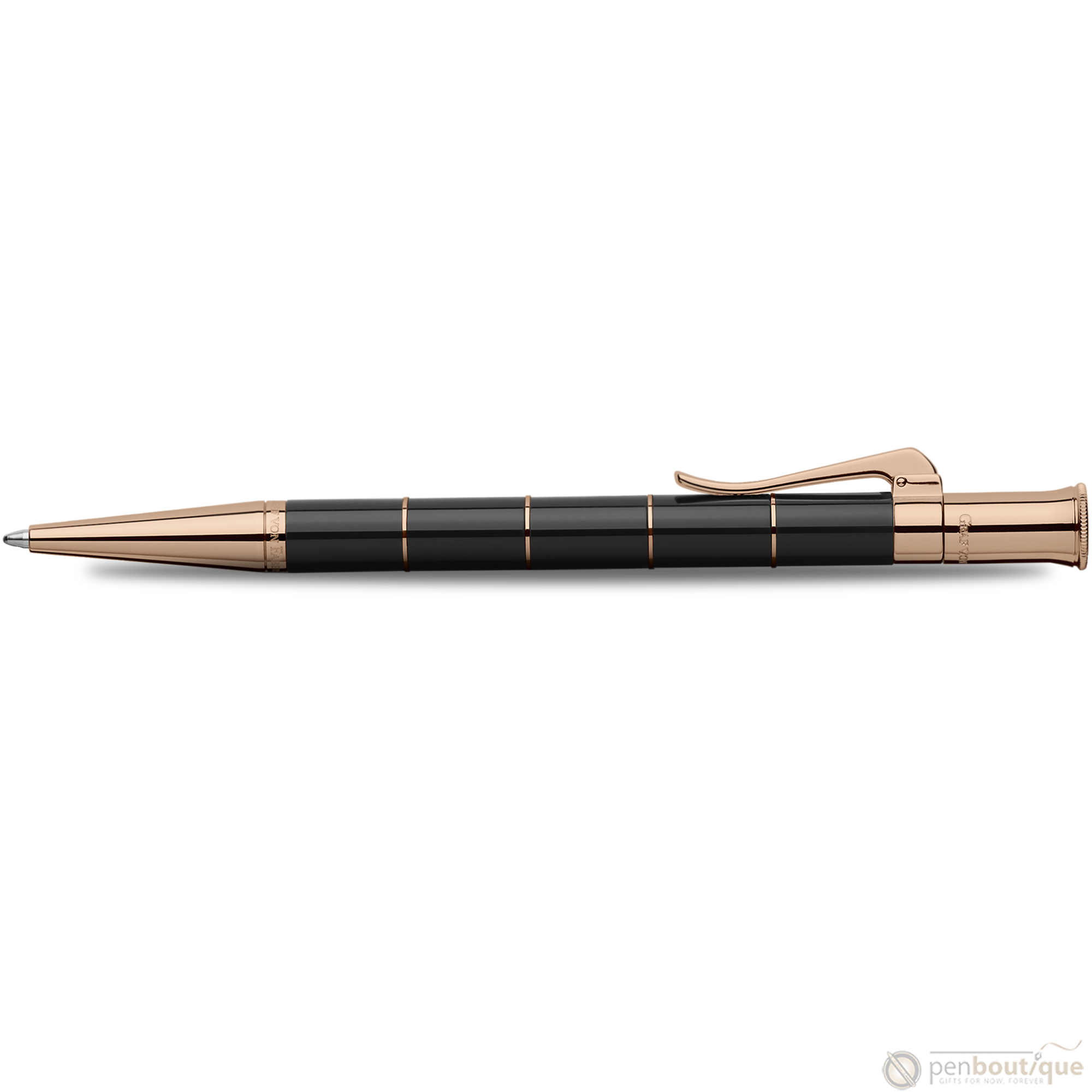 Graf von Faber-Castell Classic Anello Ballpoint Pen - Black with Rose Gold Trim-Pen Boutique Ltd