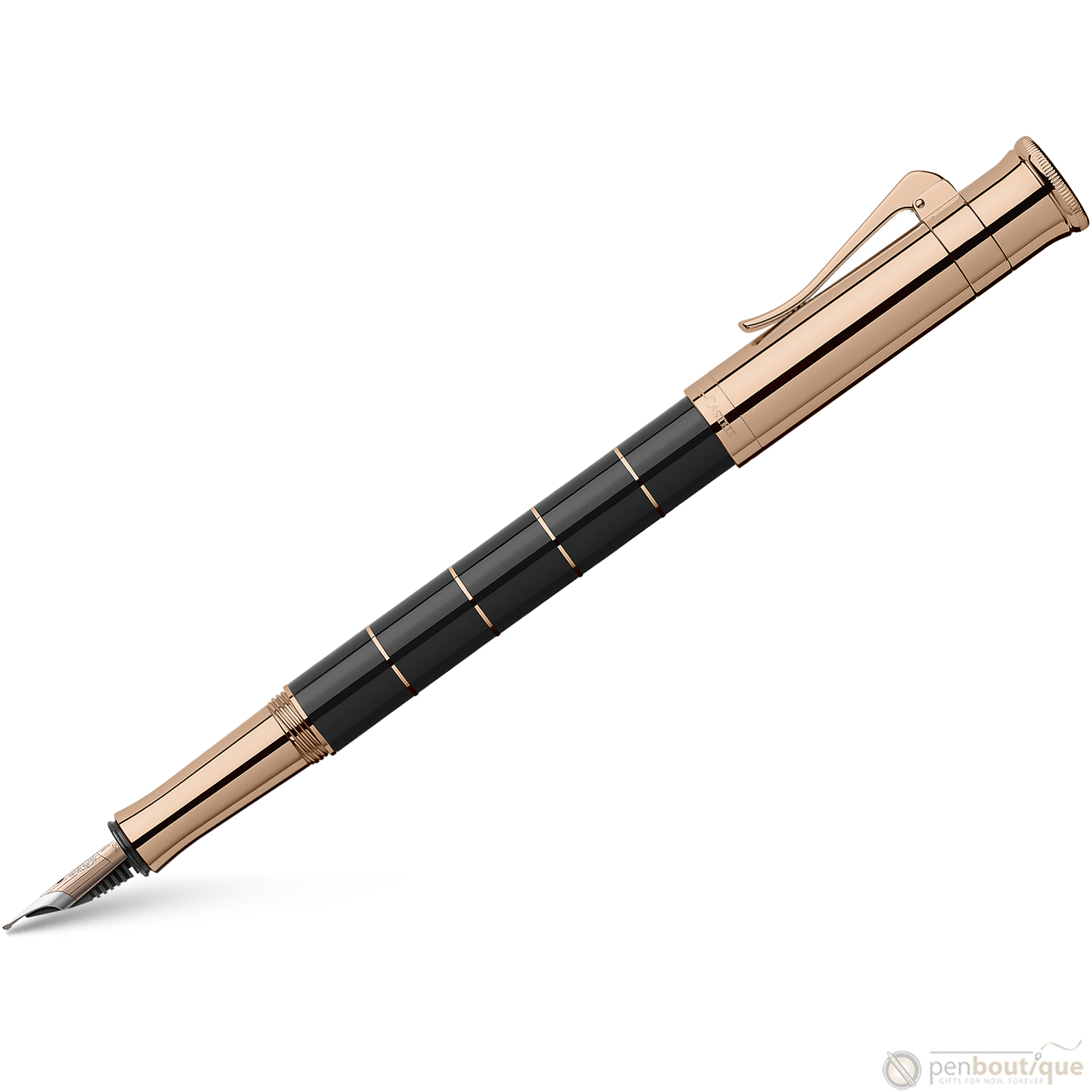 Graf von Faber-Castell Classic Anello Fountain Pen - Black with Rose Gold Trim-Pen Boutique Ltd