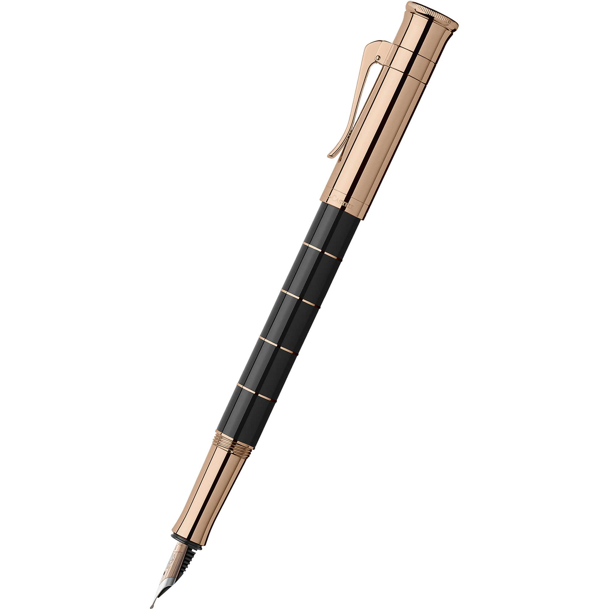 Graf von Faber-Castell Classic Anello Fountain Pen - Black with Rose Gold Trim-Pen Boutique Ltd