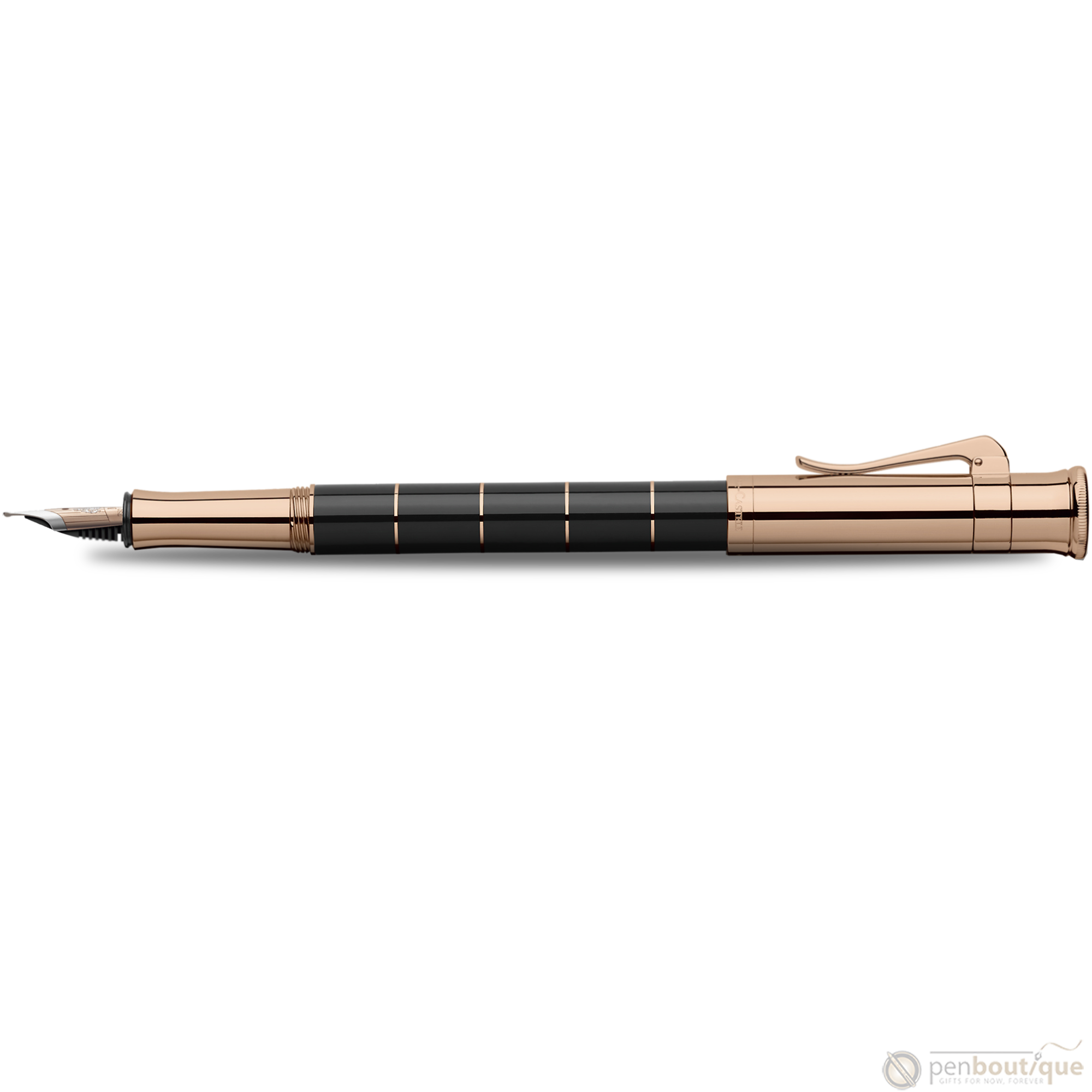 Graf von Faber-Castell Classic Anello Fountain Pen - Black with Rose Gold Trim-Pen Boutique Ltd