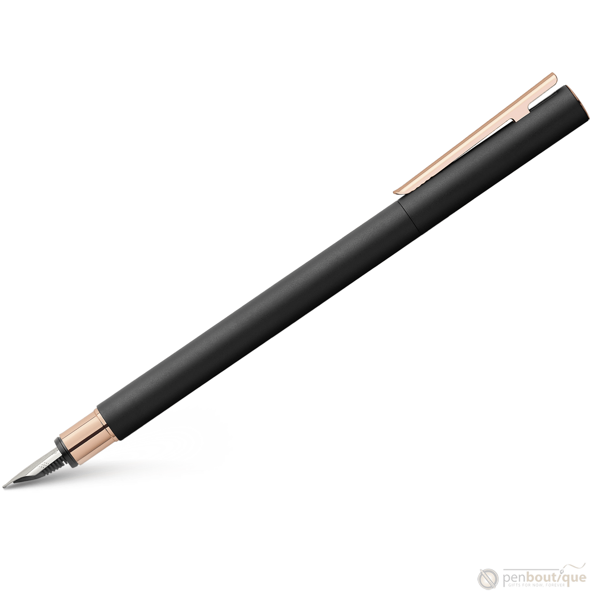 Faber-Castell NEO Slim Fountain Pen - Black Matte w/ Rose Gold - Pen Boutique Ltd