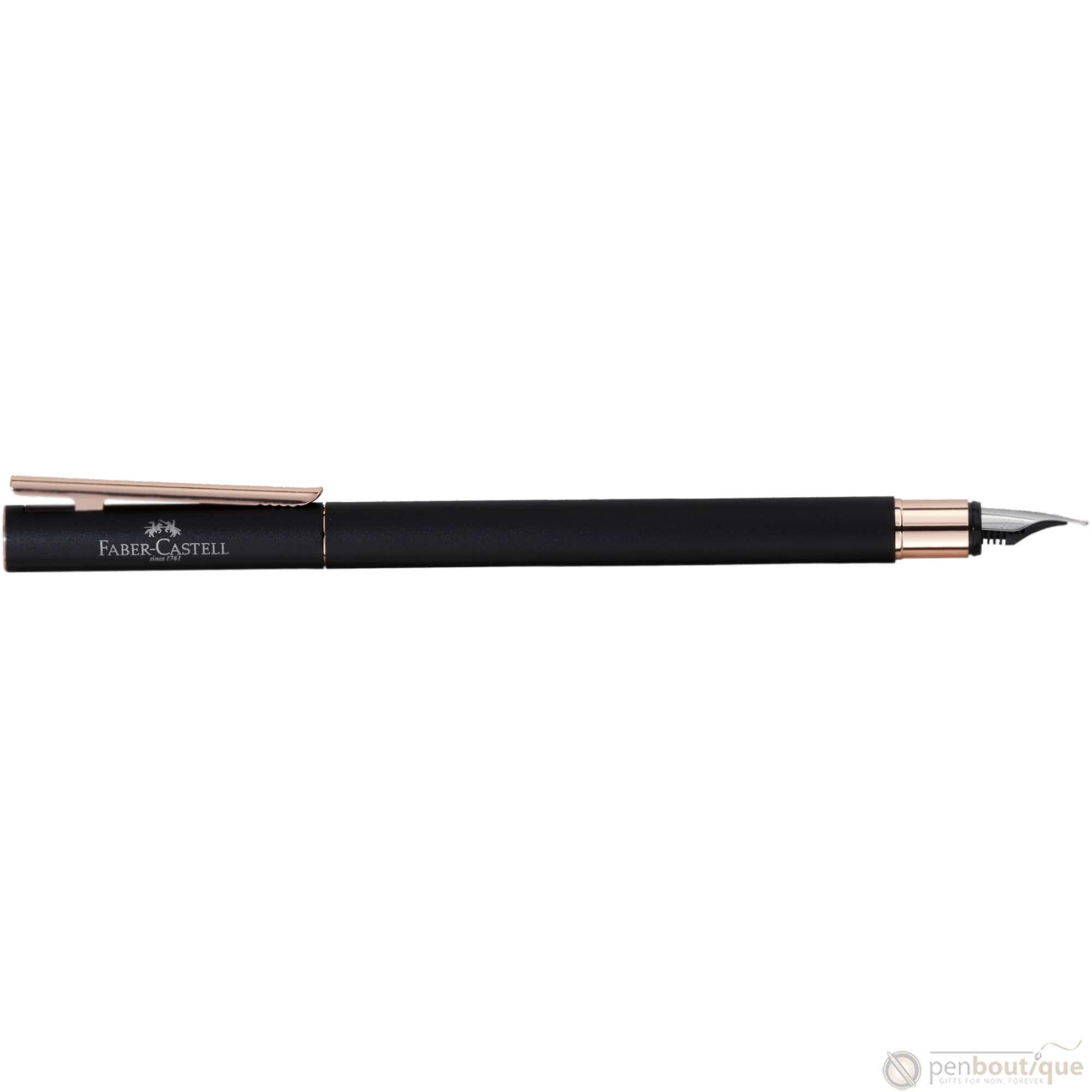 Faber-Castell NEO Slim Fountain Pen - Black Matte w/ Rose Gold - Pen Boutique Ltd