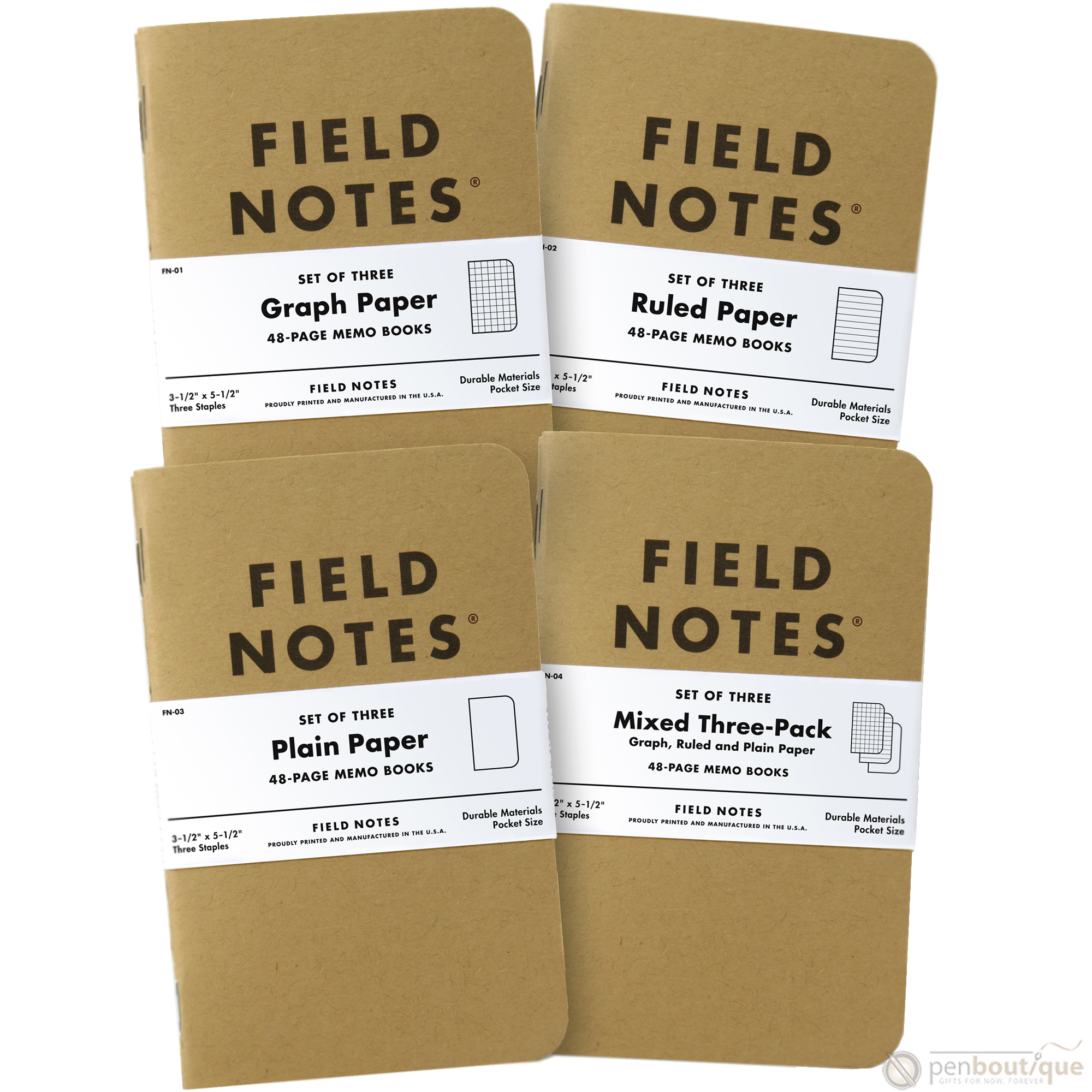 Field Notes Brand Original Plain 3-pack 3½" × 5½"-Pen Boutique Ltd