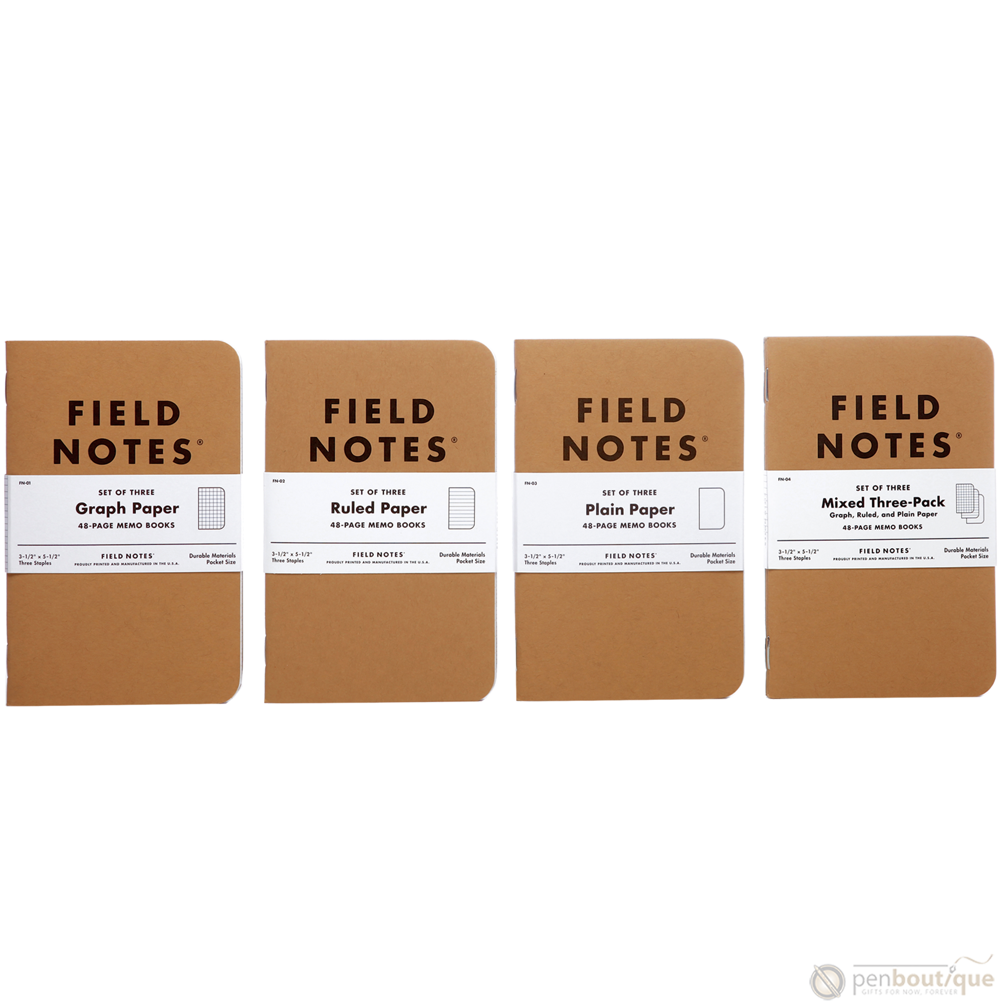 Field Notes Brand Original Plain 3-pack 3½" × 5½"-Pen Boutique Ltd
