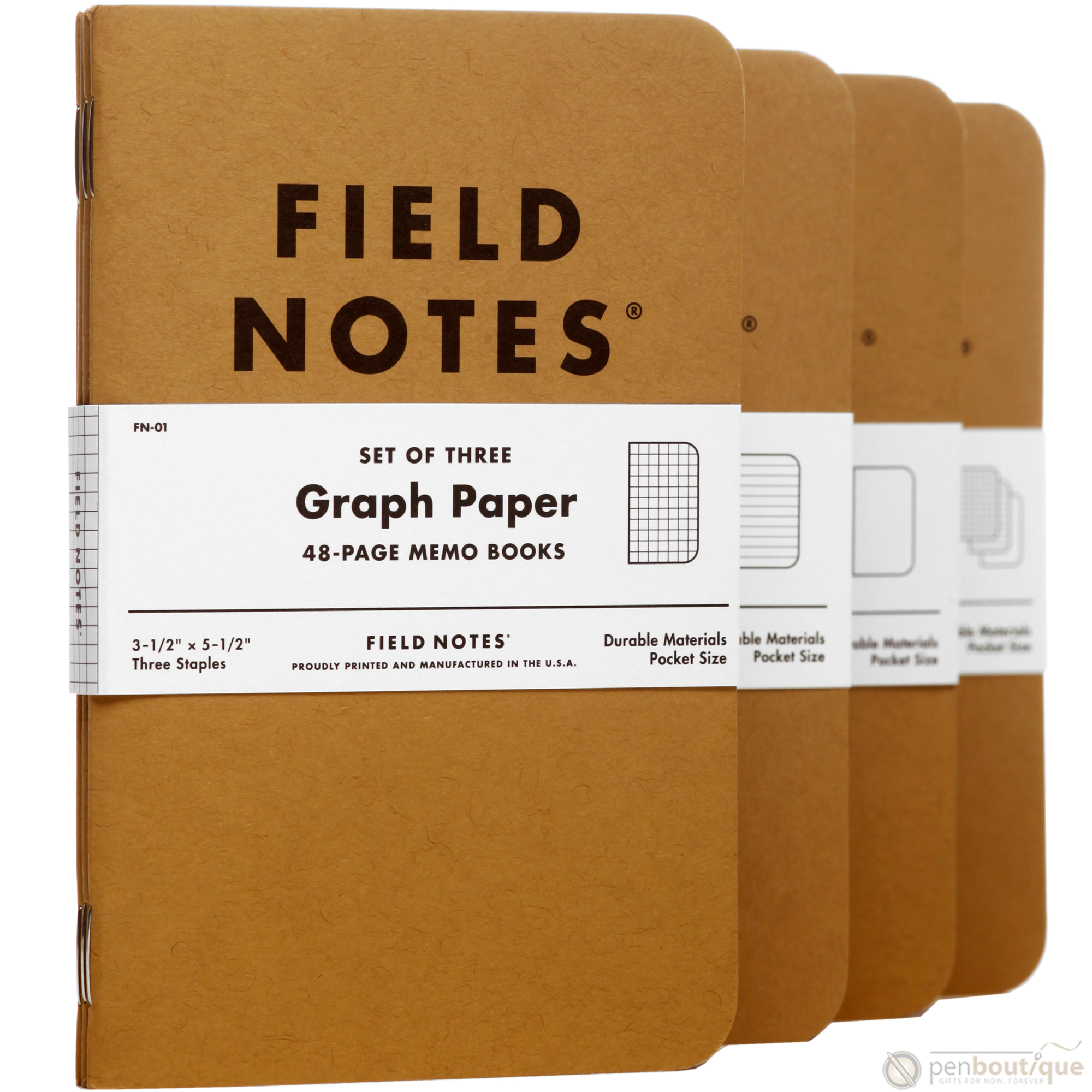 Field Notes Brand Original Graph 3-pack 3½" × 5½"-Pen Boutique Ltd