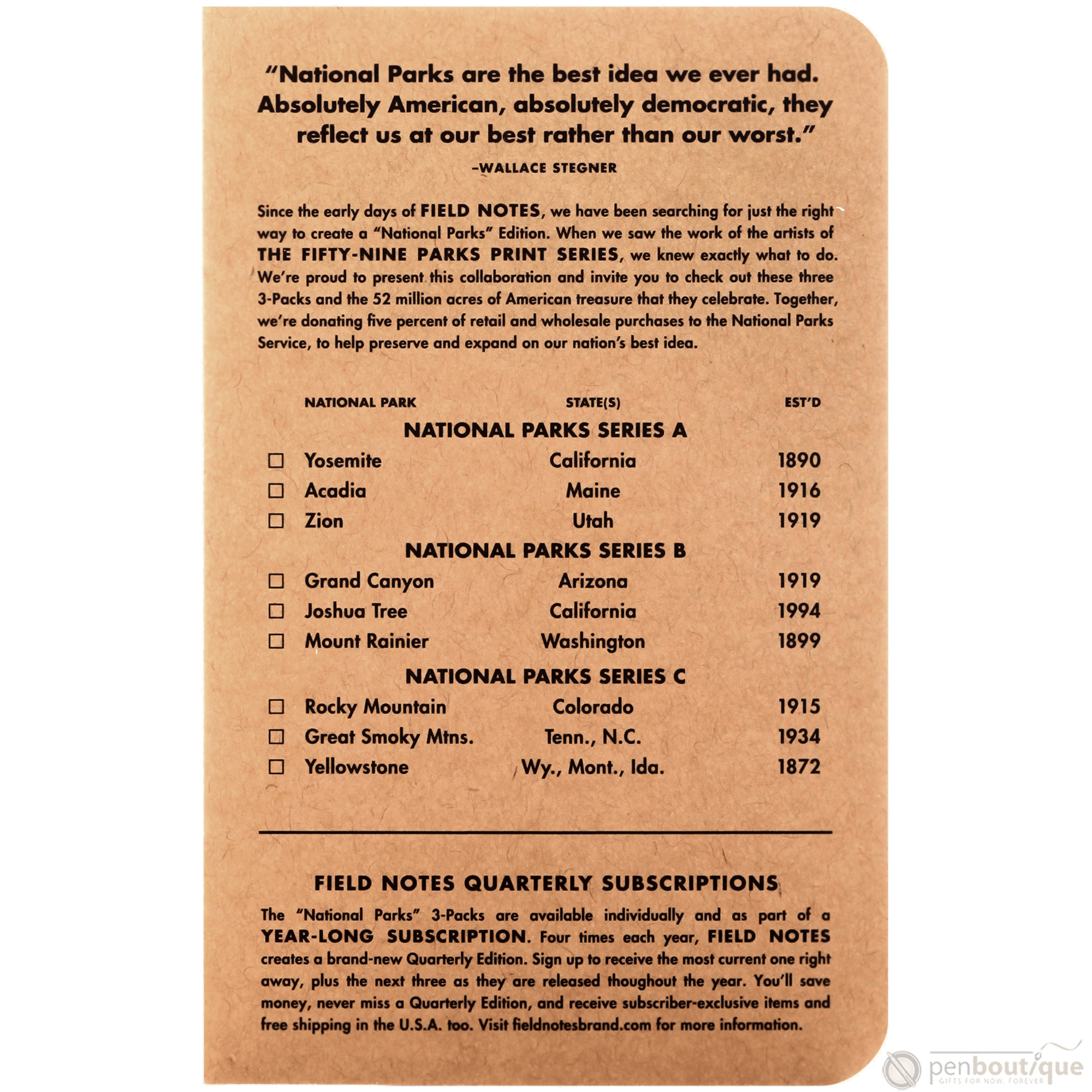 Field Notes Summer National Parks Edition 3-pack 3.5" x 5.5" - Pen Boutique Ltd