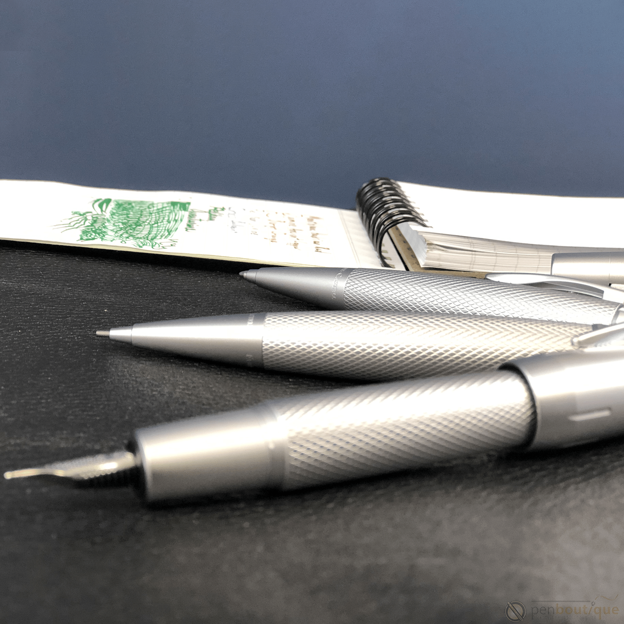 Faber-Castell Design E-Motion Fountain Pen - Pure Silver - Pen Boutique Ltd