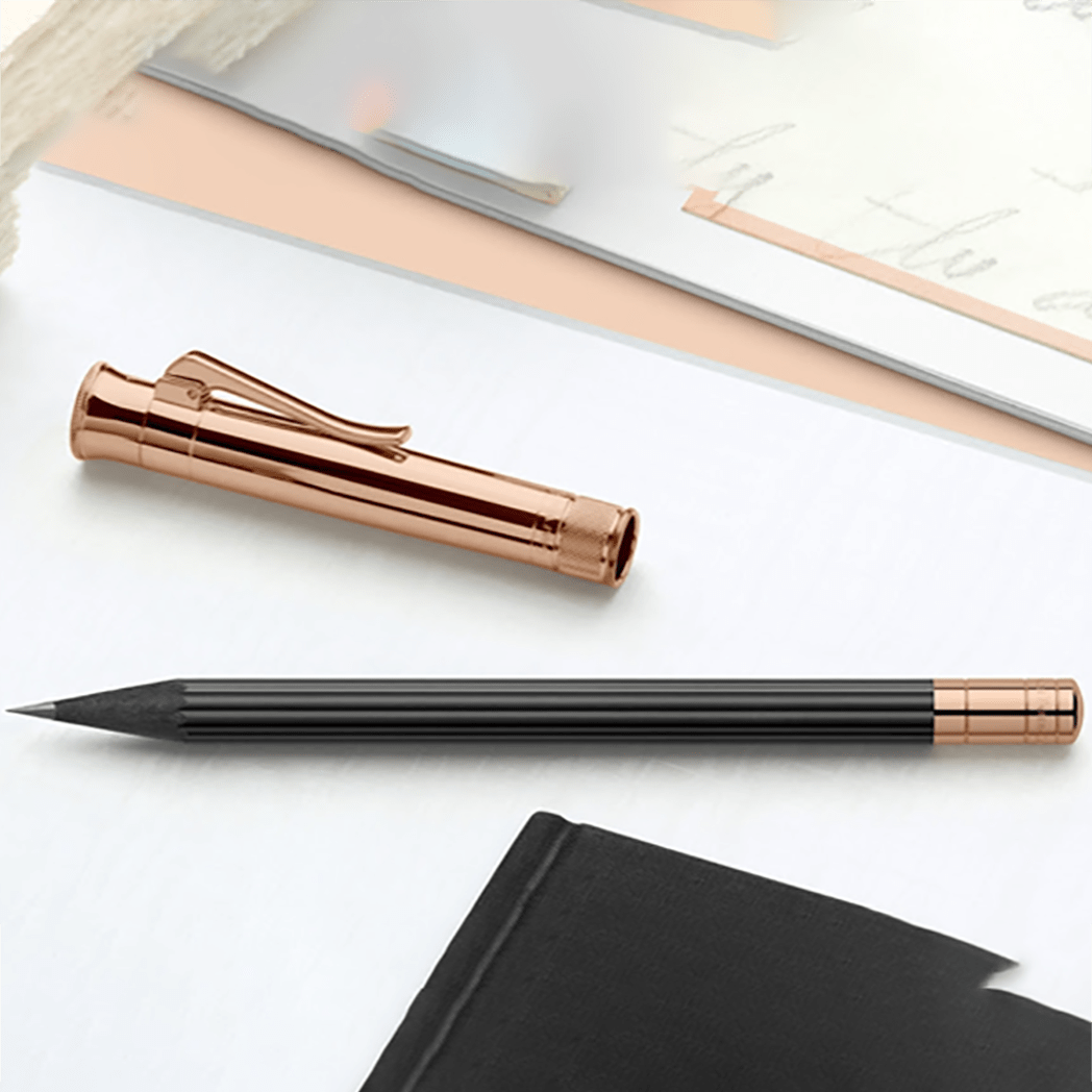 Graf Von Faber - Castell Perfect Pencil - Black - Rose Gold Trim - Pen Boutique Ltd