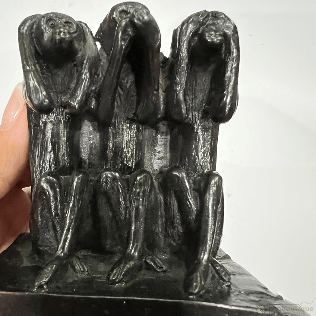 Pen Boutique Three Mini Wise Monkeys Paper Weight with Mask See Hear or Speak No Evil - Pen Boutique Ltd