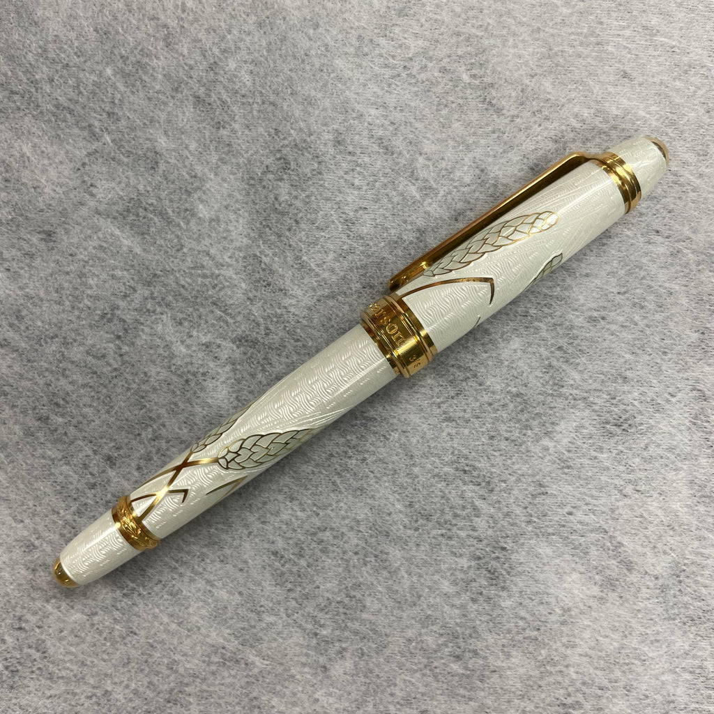 David Oscarson Harvest Rollerball Pen - Guilloche White Hard Enamel (Limited Edition) - Pen Boutique Ltd